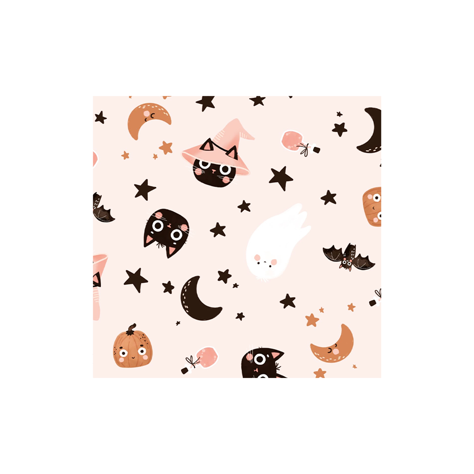 Halloween theme Black Stars and Cat Napkin