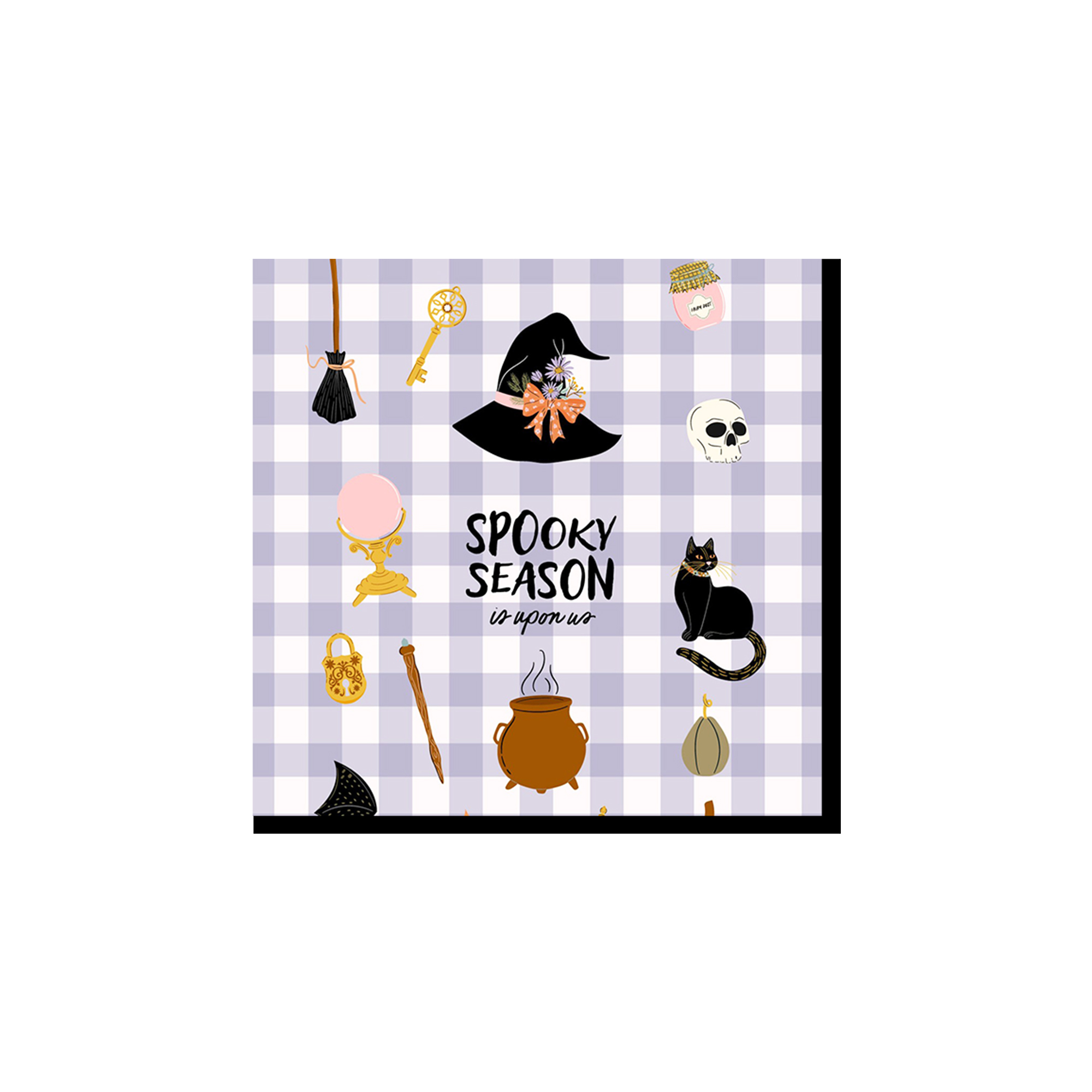 Halloween theme Purple Check Pattern Witch Element Napkin