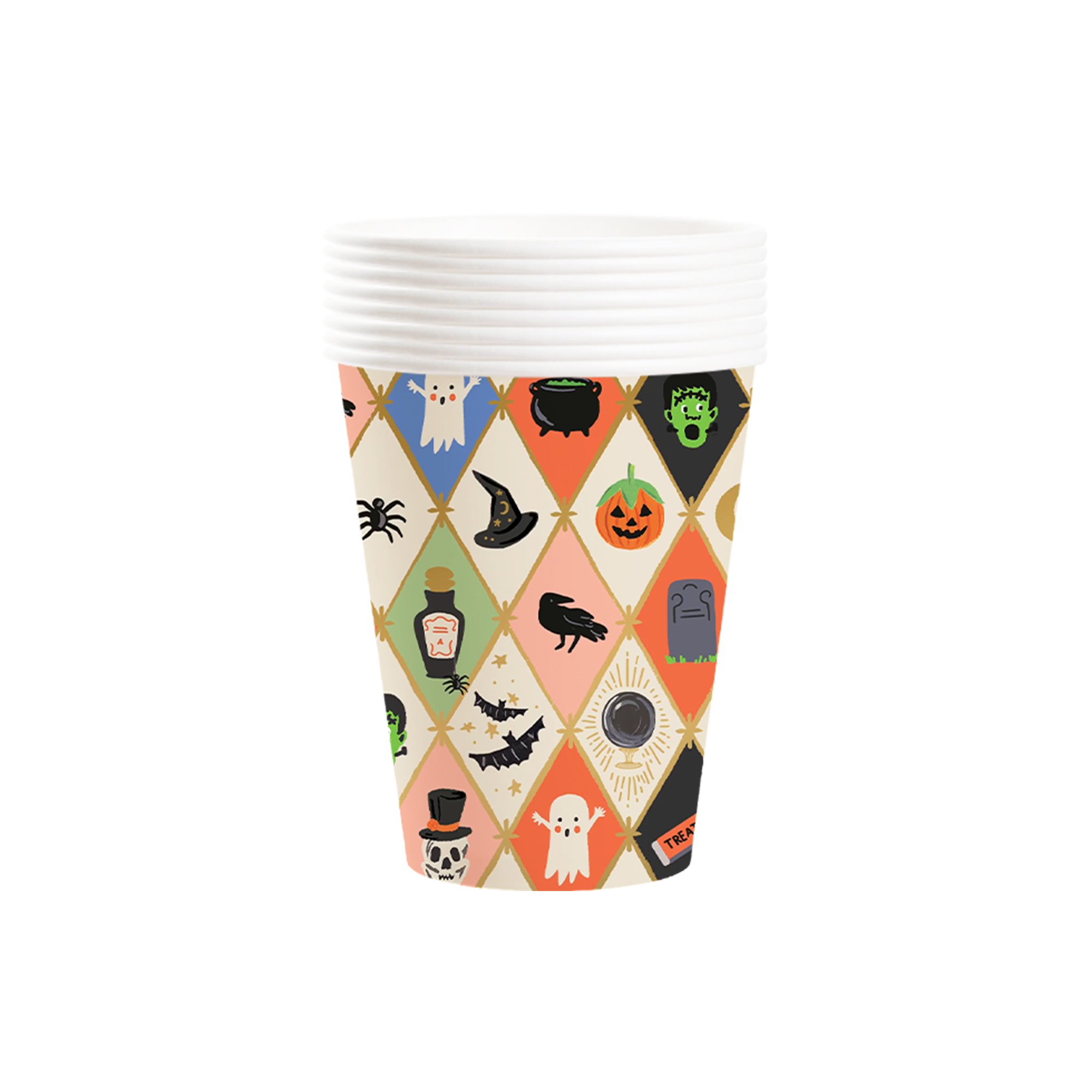 Halloween Theme Colorful Color White Ghost 9oz Paper Cup 