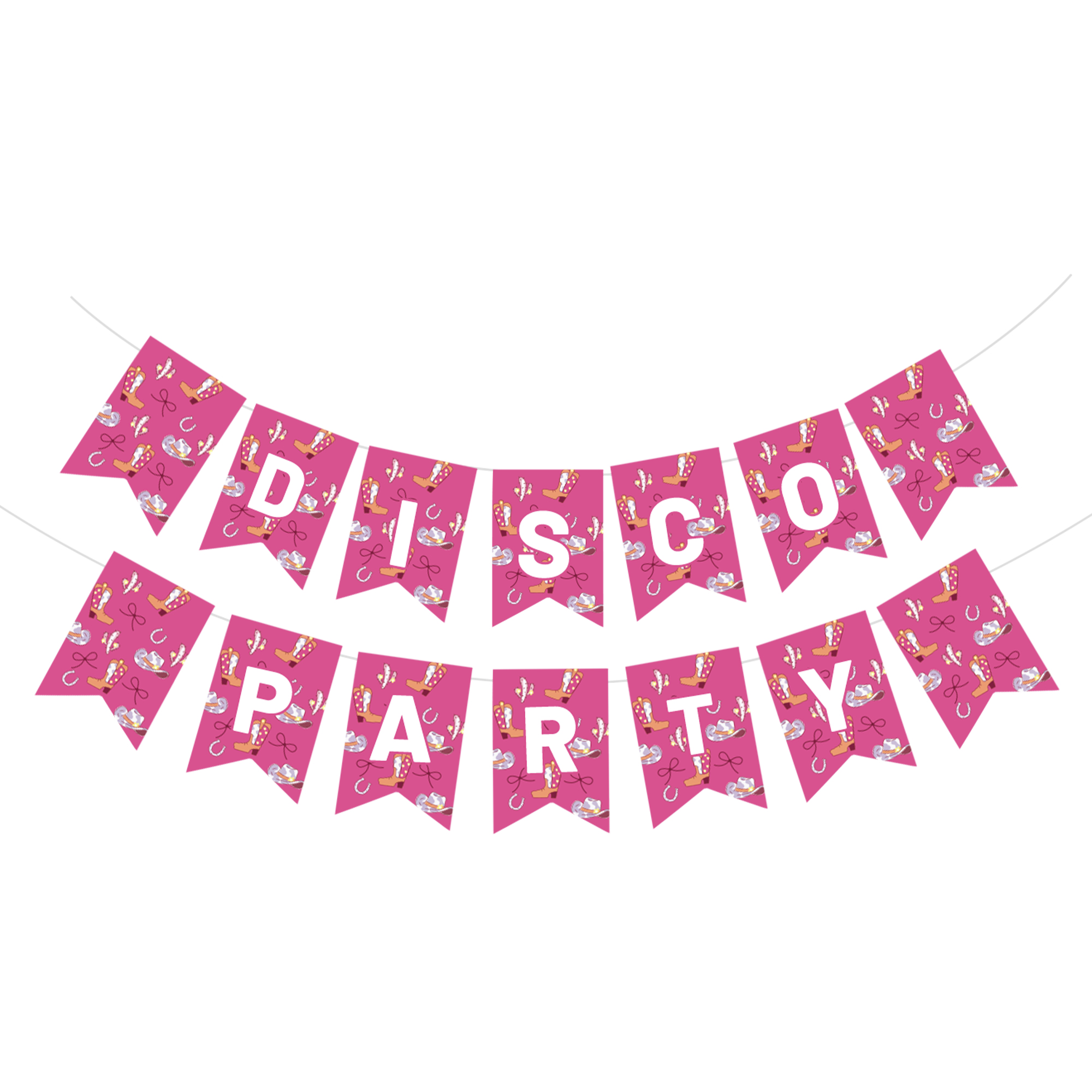 Cowgril Theme Pink Disco Party Paper Banner