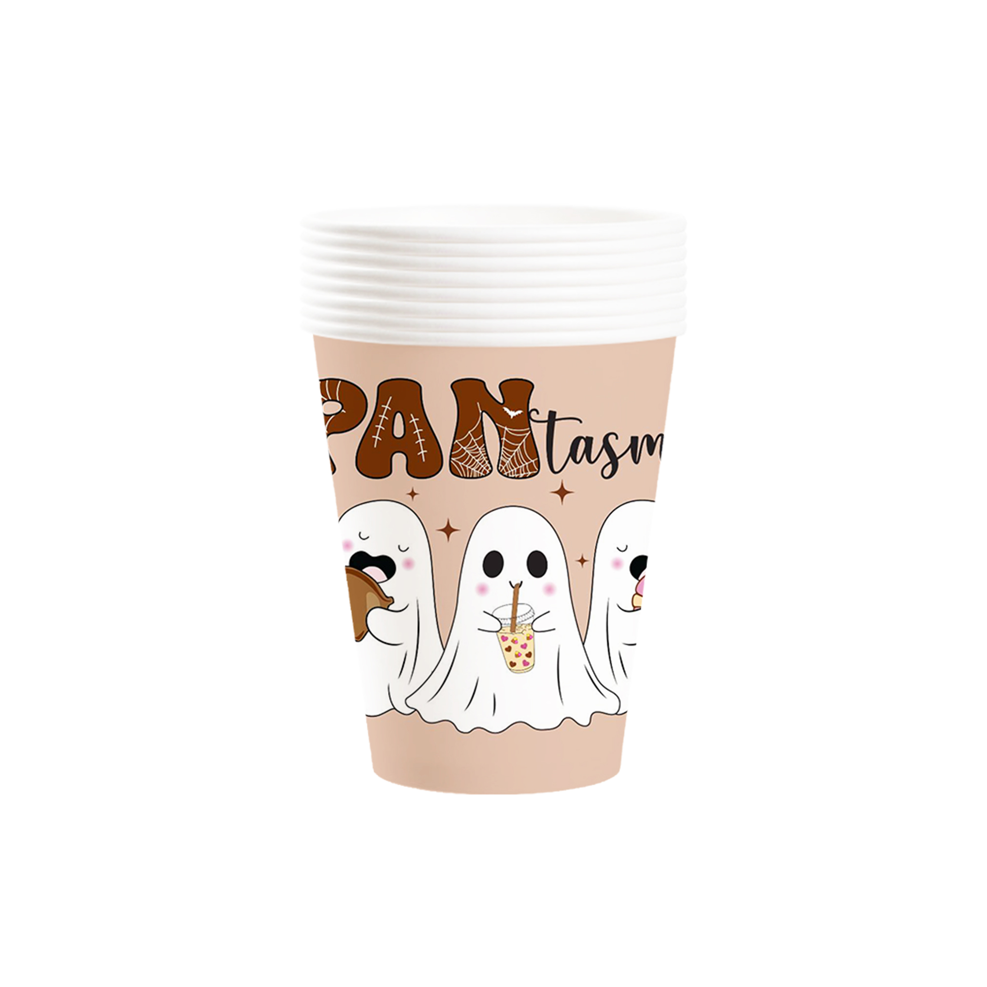 Halloween Theme Brown Color White Ghost 9oz Cup