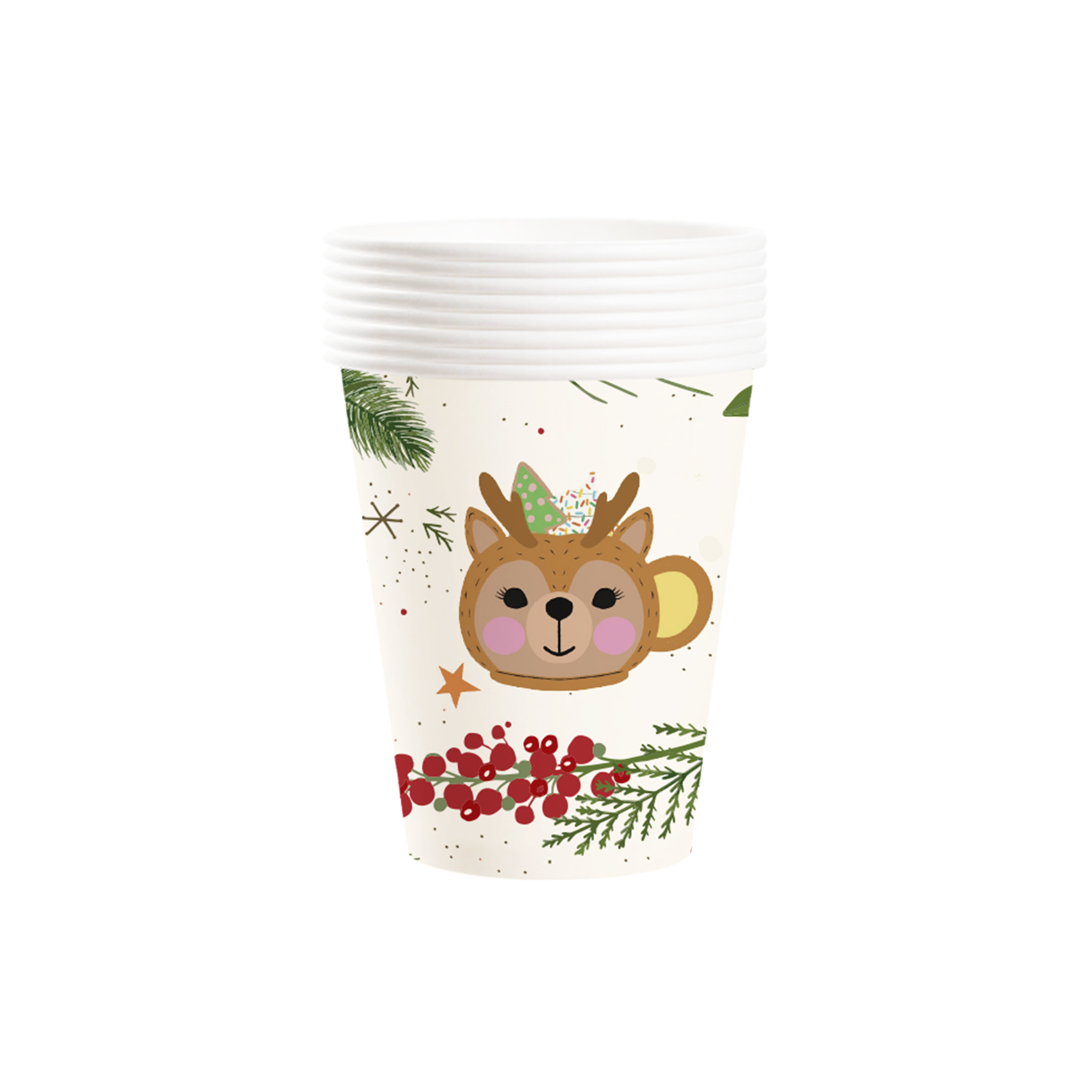 Christmas Theme White Color Elk Cup 9oz Cup