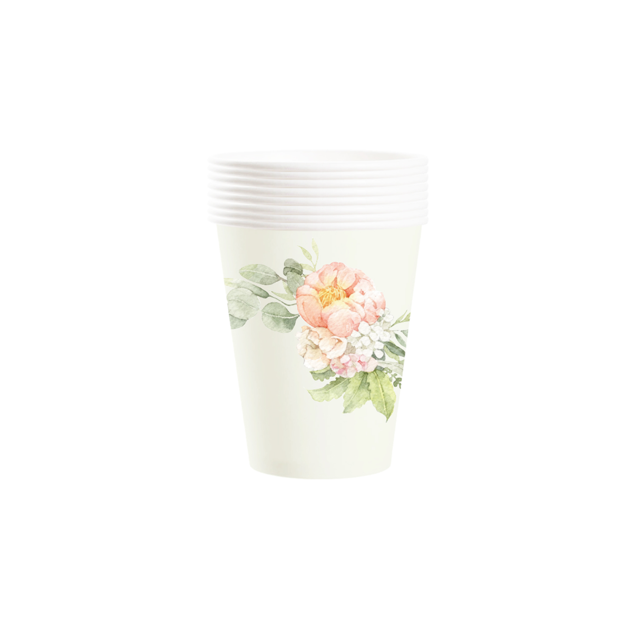 Wedding Theme Light Green&Pink Flower Pattern 9oz Cup
