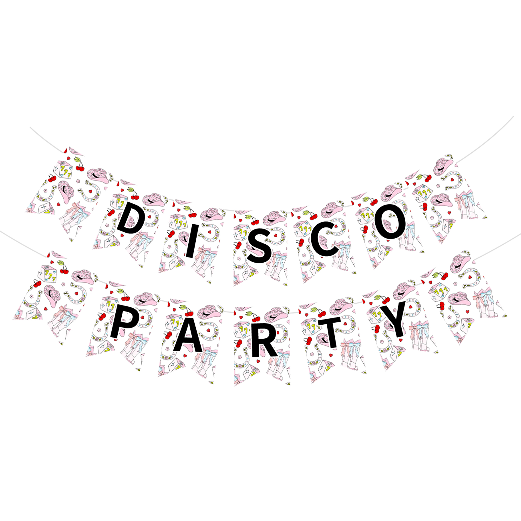 Pink Cowboy Theme Disco Party Paper Banner