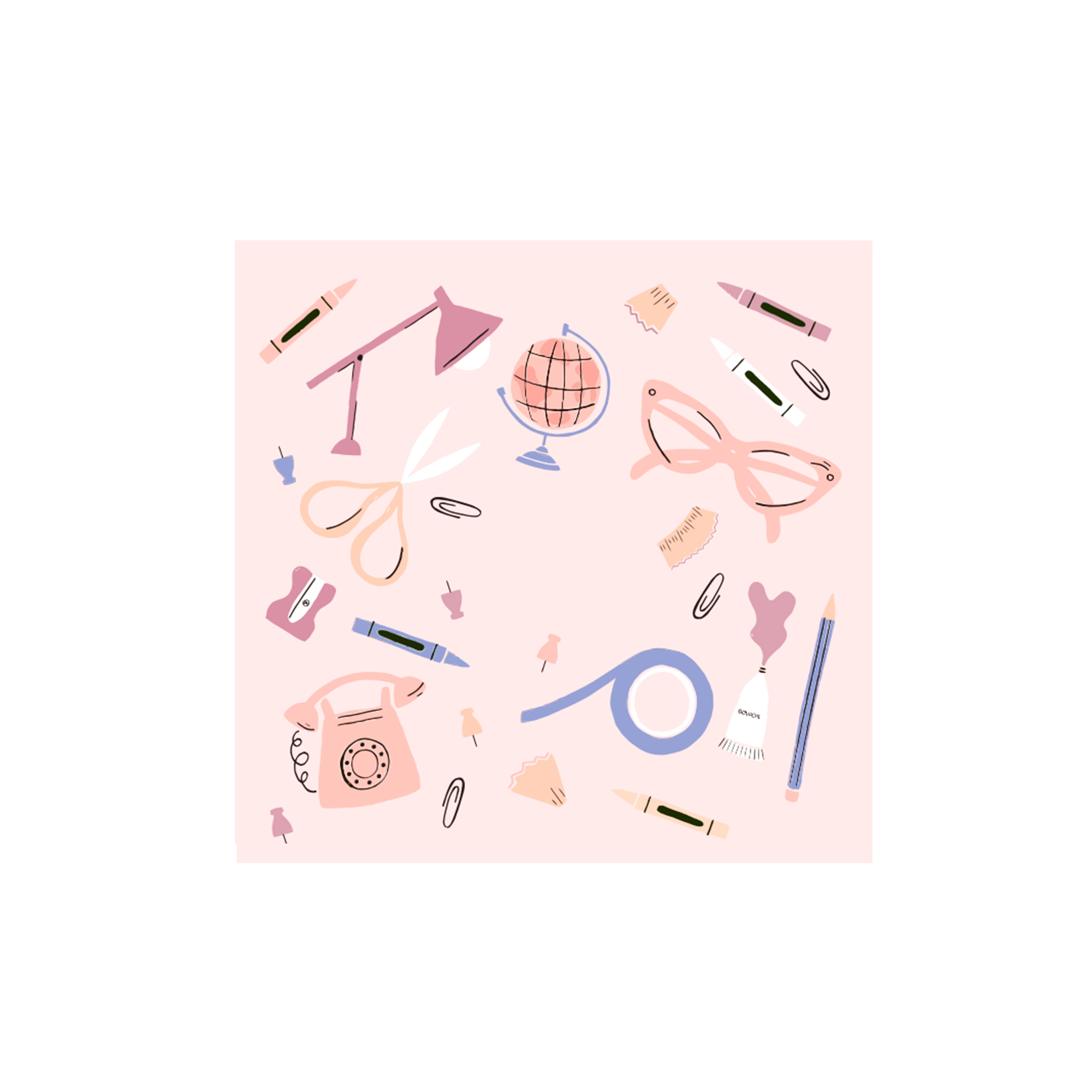 Back To School Theme Light Pink Napkin