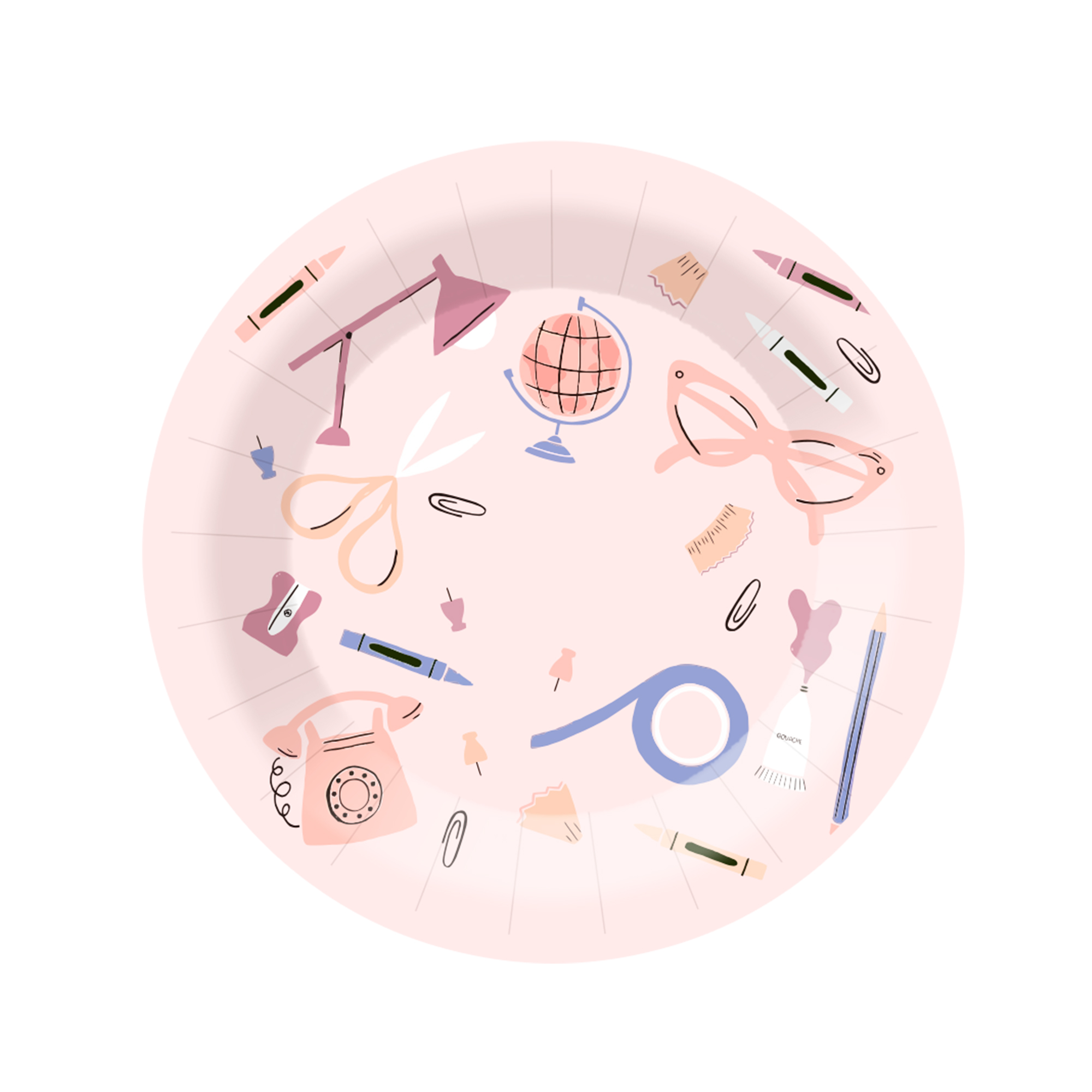 Back To School Theme Light Pink Dinner Plate