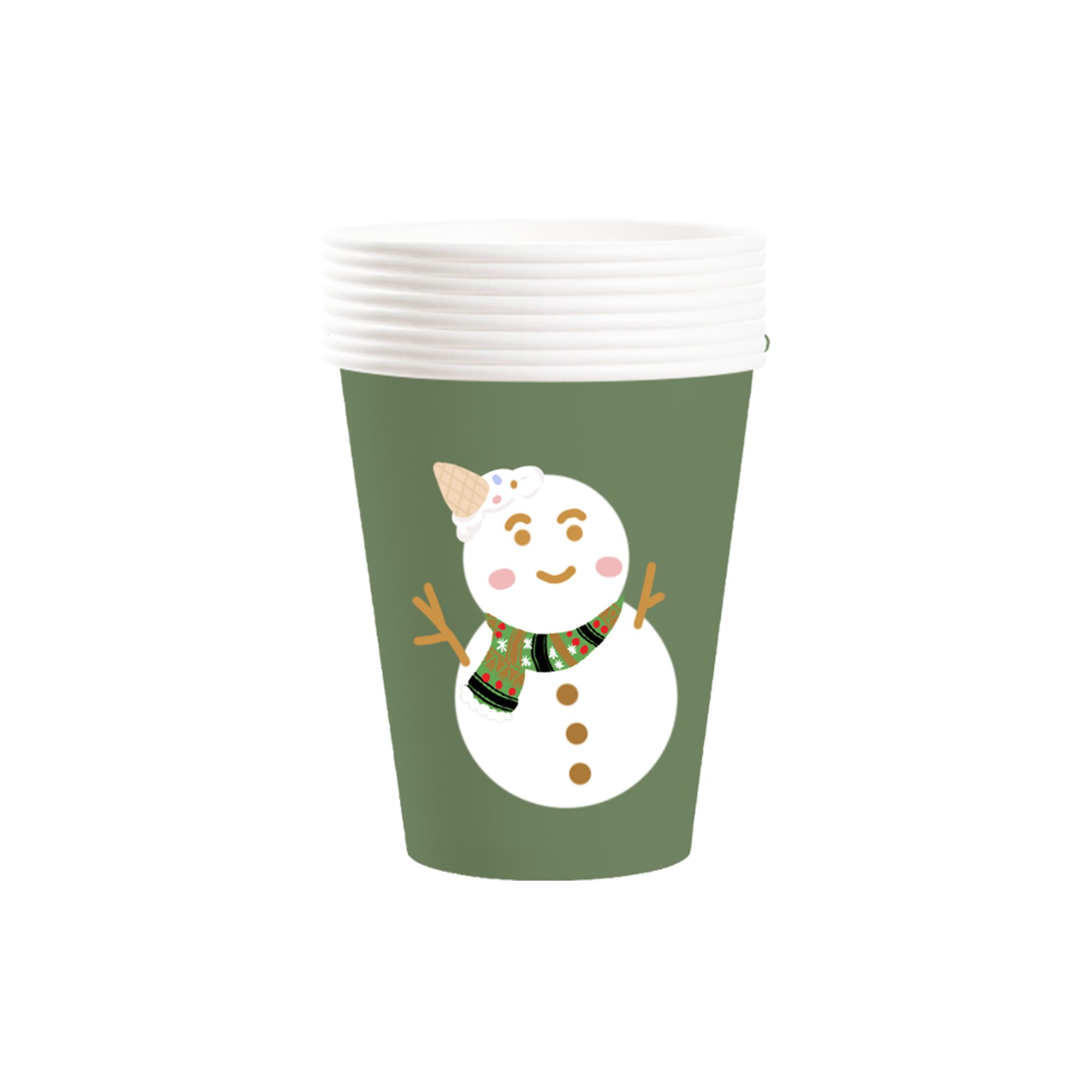 Christmas Theme Green Color Snowman 9oz Cup
