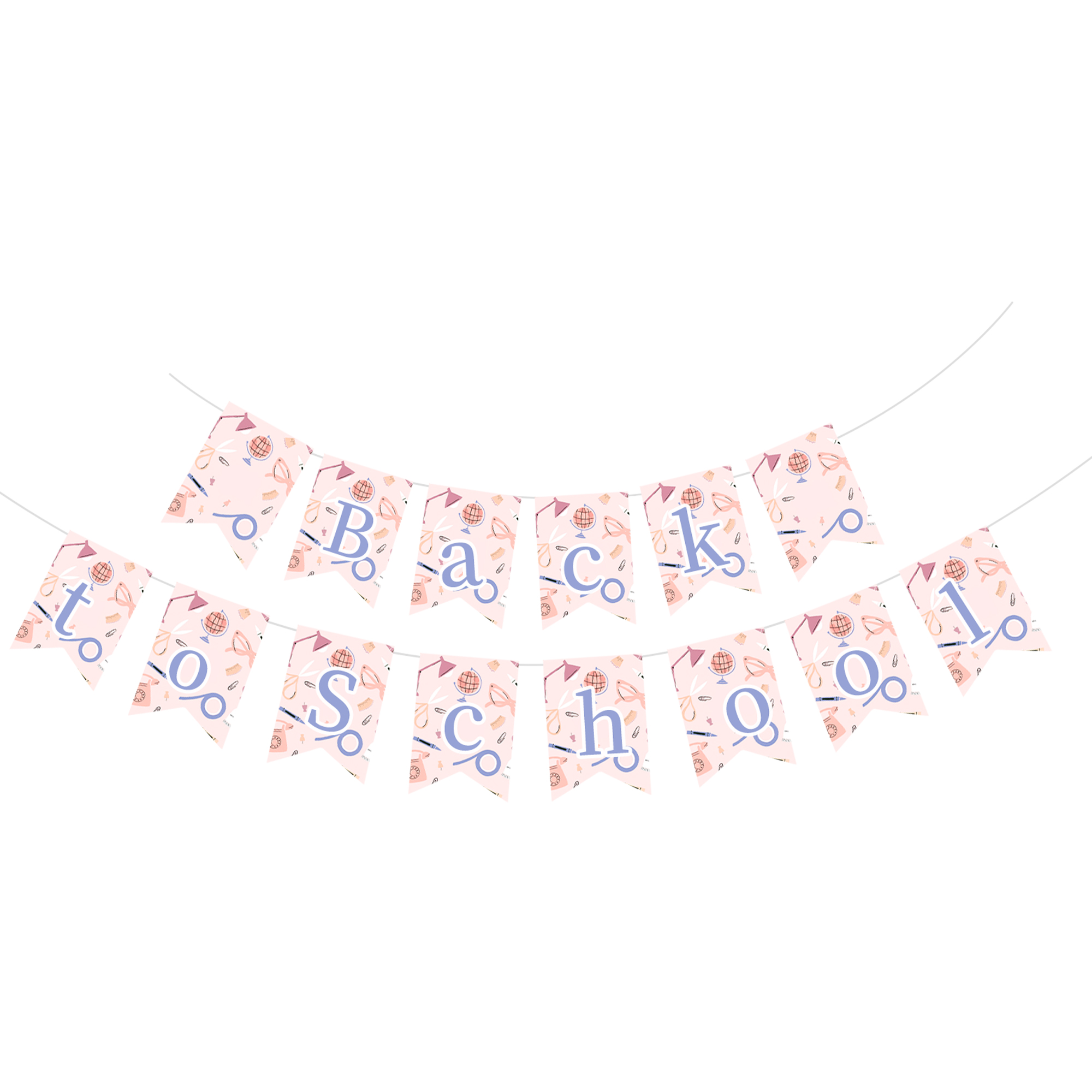 Back To School Theme Light Pink Paper Banner
