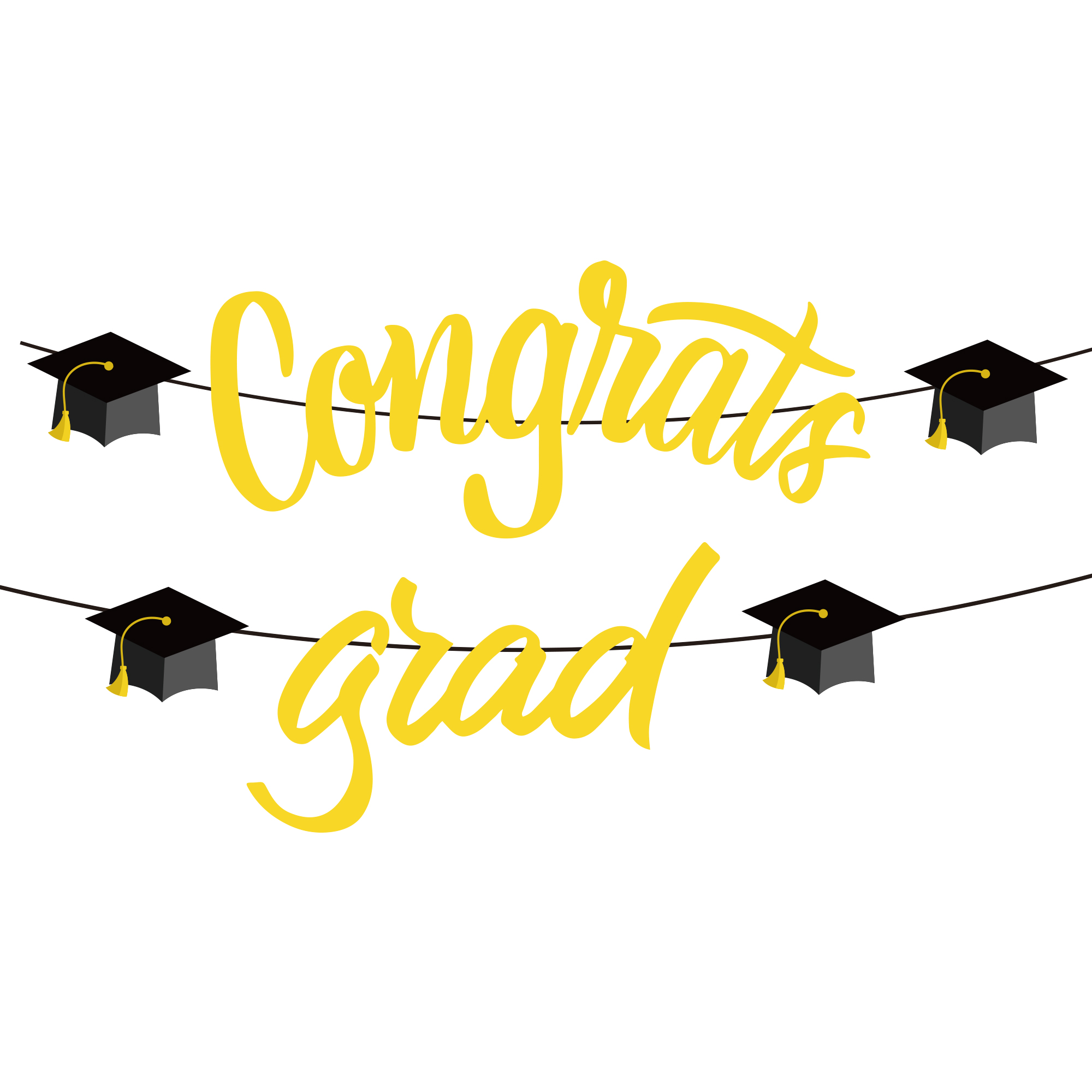 Graduation Theme Yellow Congrats Grad Paper Banner