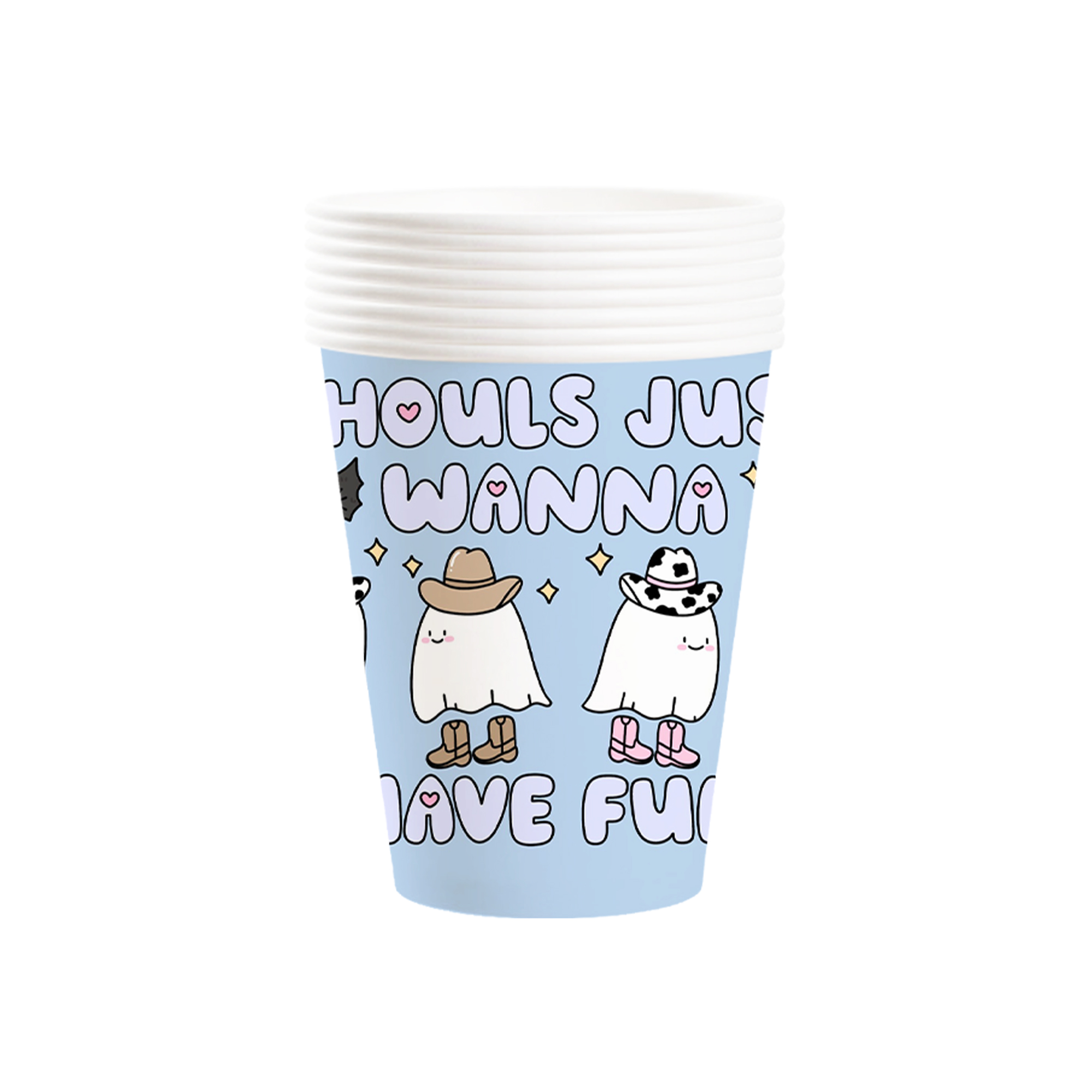 Halloween Theme Blue Color White Ghost 9oz Cup 