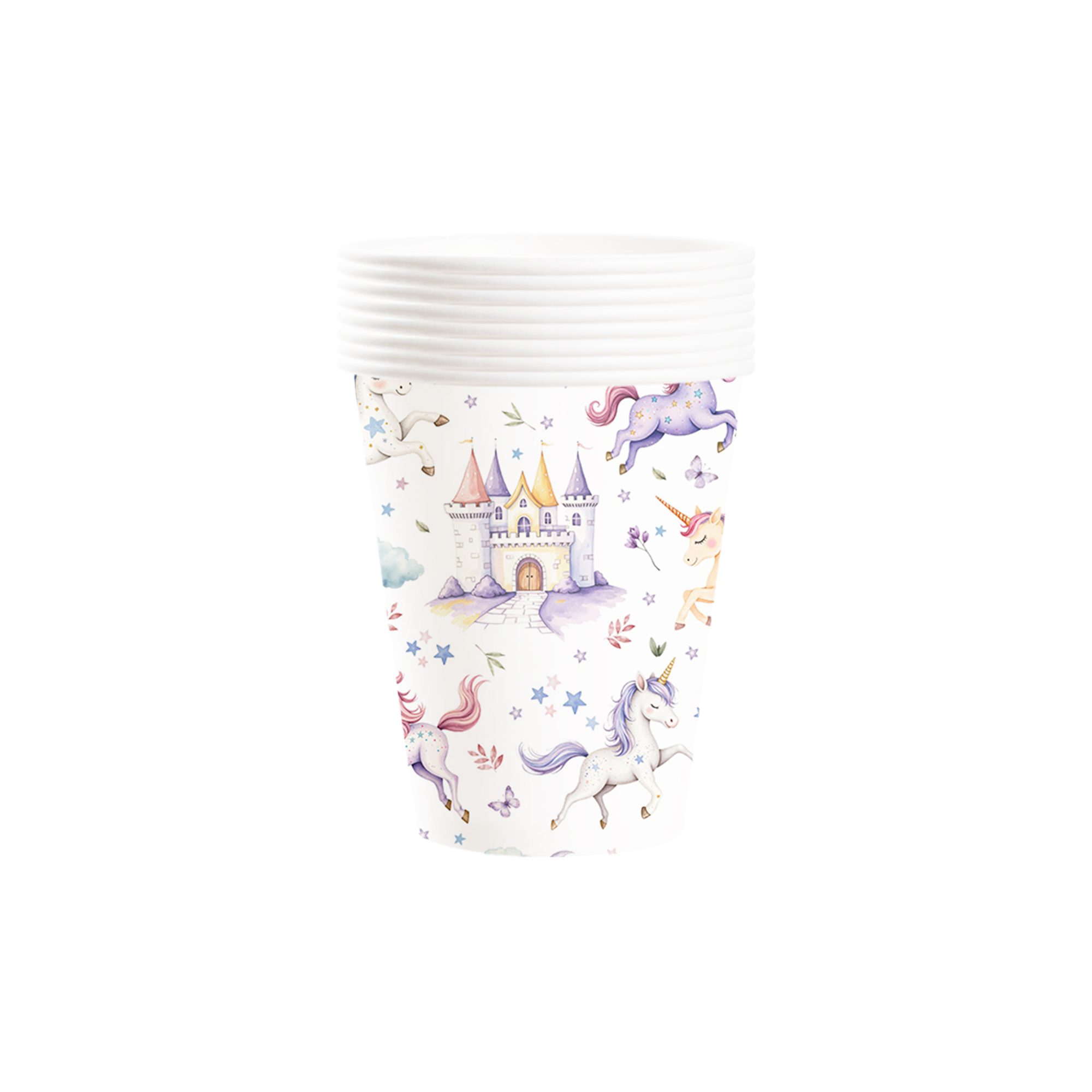 Kids Theme Purple Unicorn and Castle Pattern 9oz Cup