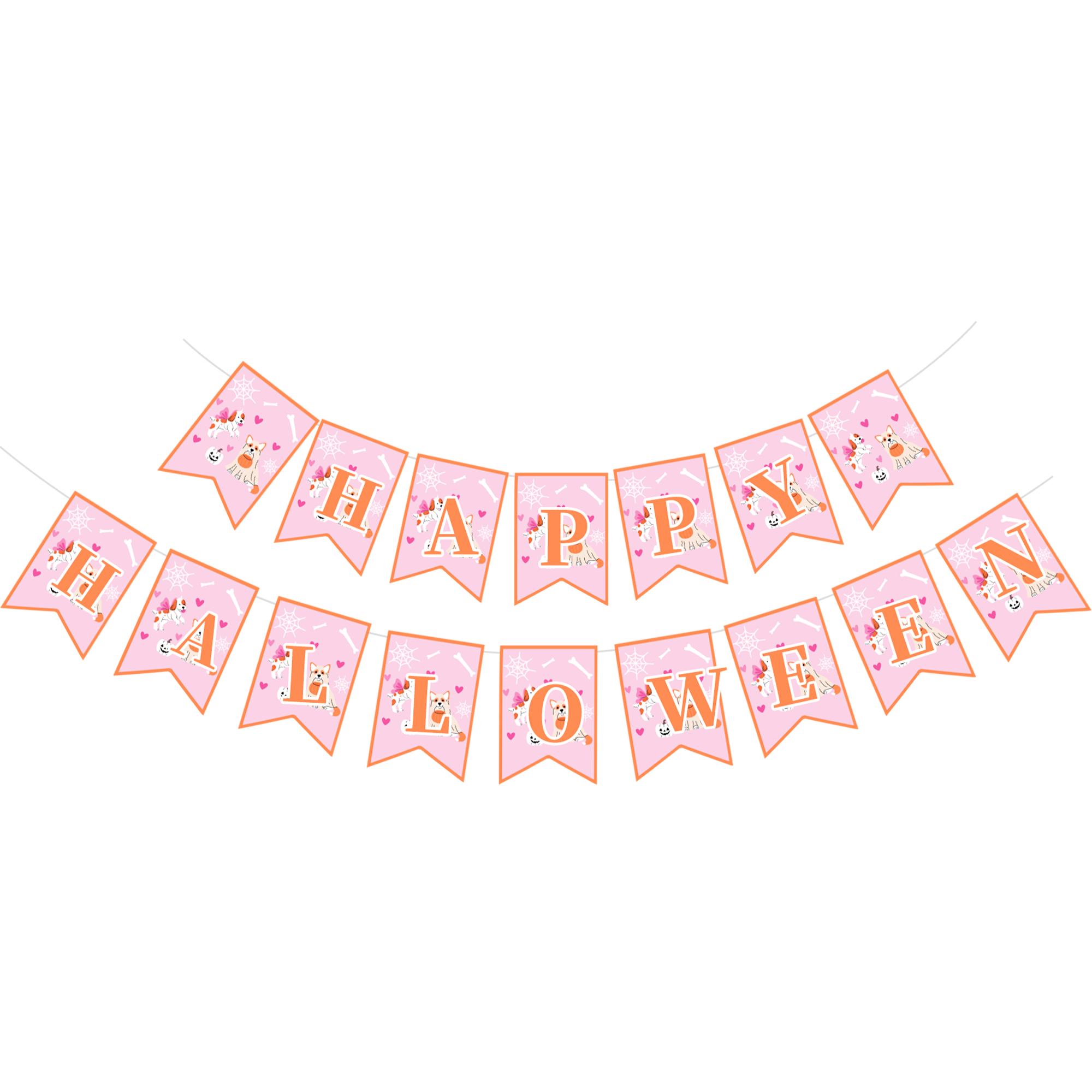 Halloween Theme Pink Ghost Puppy Banner
