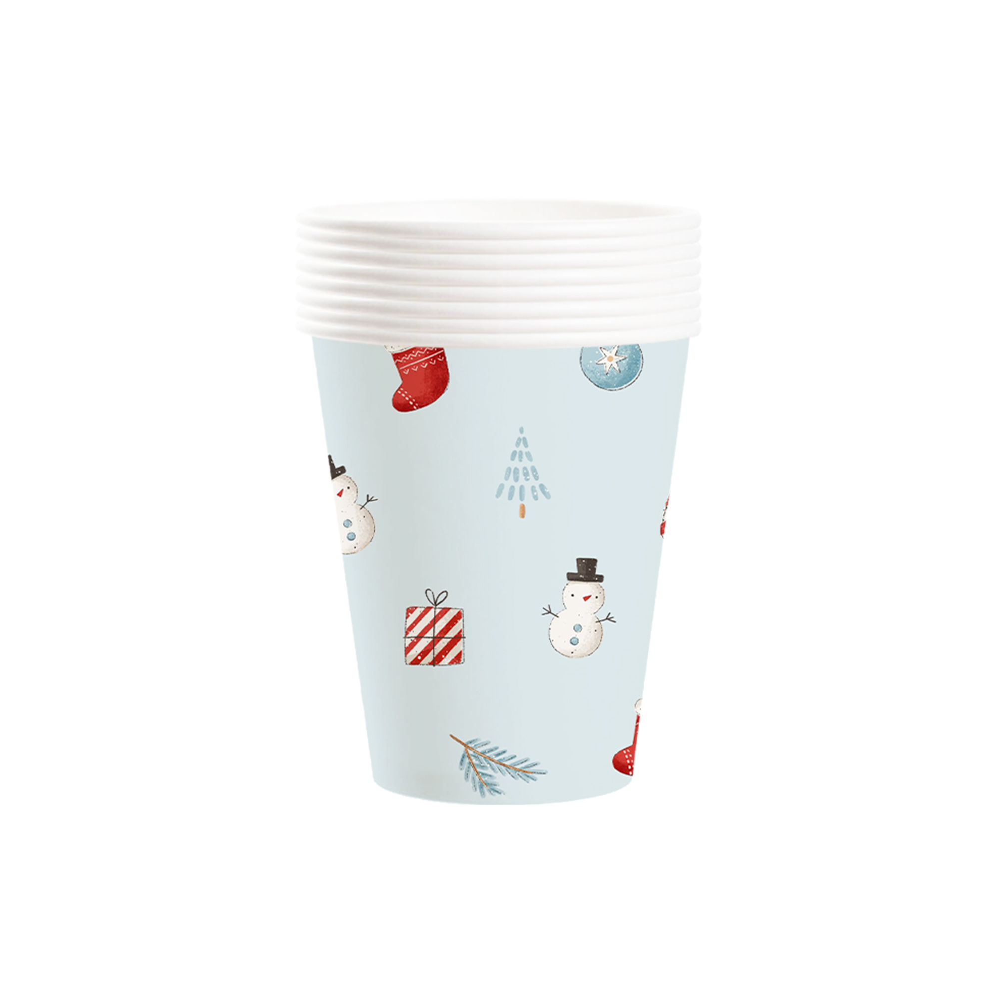 Christmas Theme Blue Color Snowman and Gift Box 9oz Cup