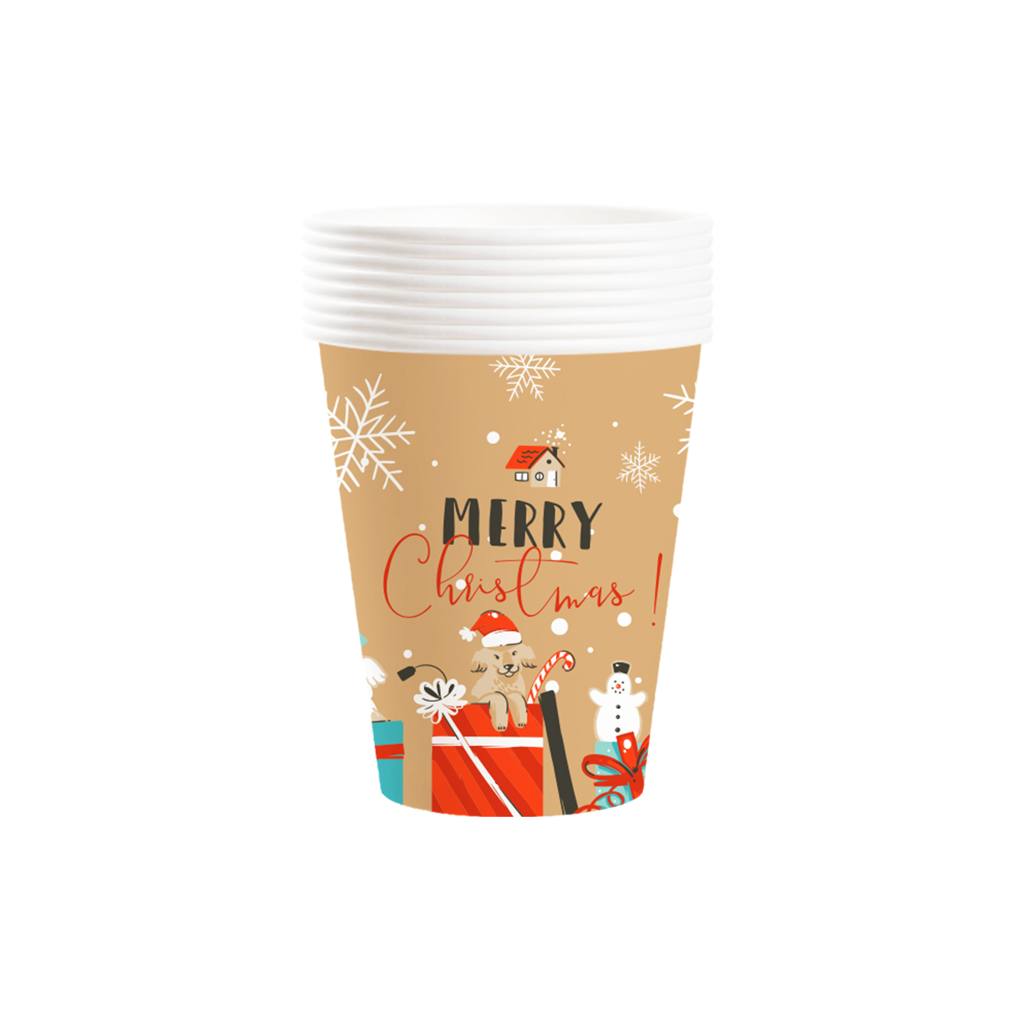 Christmas Theme Brown Gift Box 9oz Cup