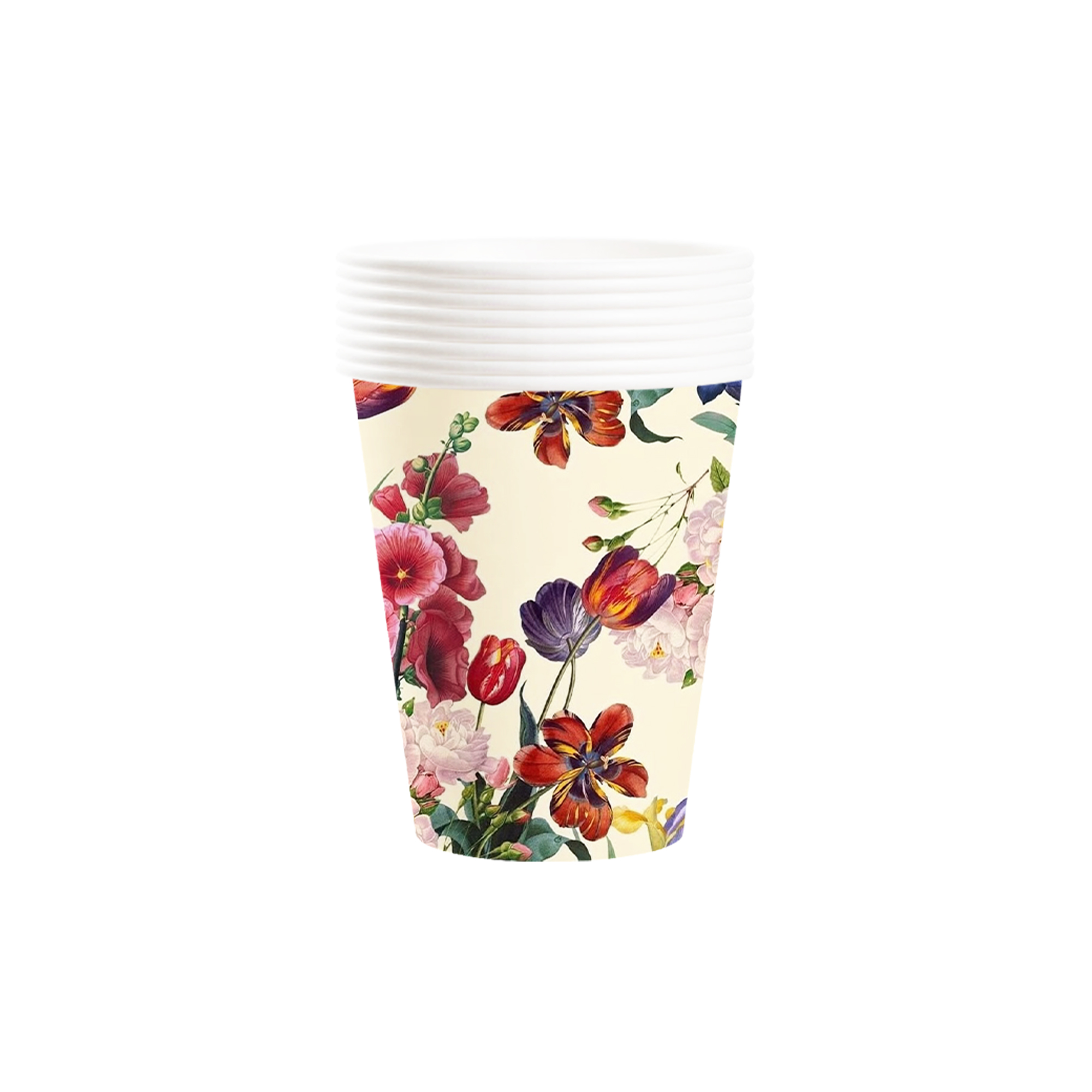 Tea Theme Reddish-Brown Flower Pattern 9oz Cup
