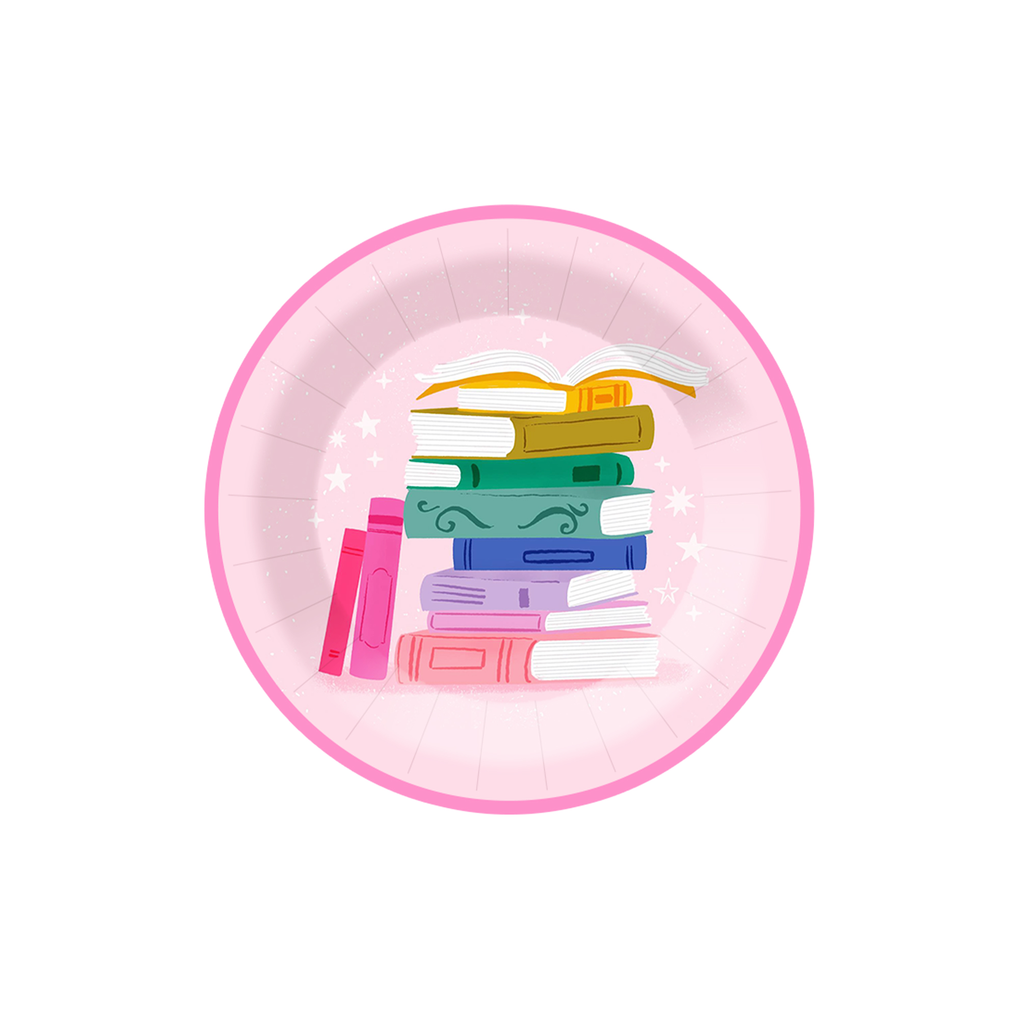 Back To School Theme Pink Dessert Plate