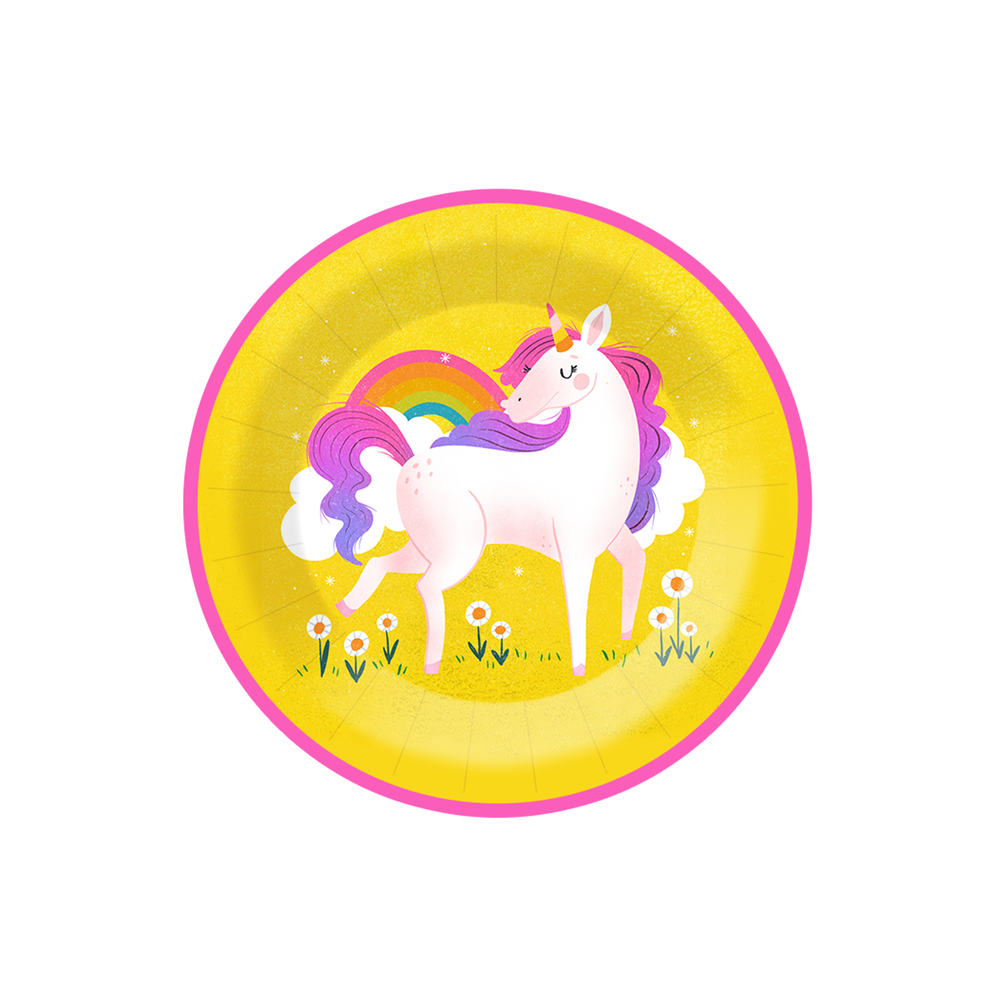 Unicorn Theme Yellow Dessert Plate