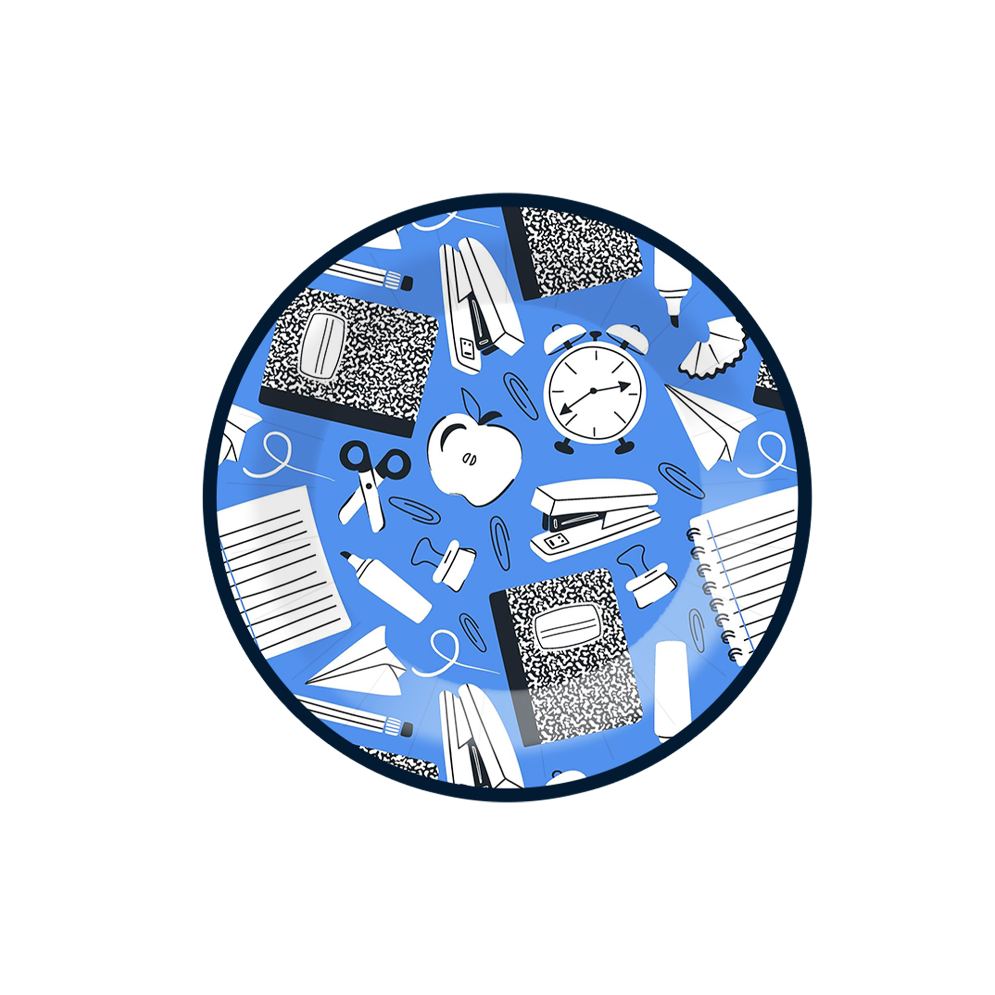 Back To School Theme Blue Dessert Plate