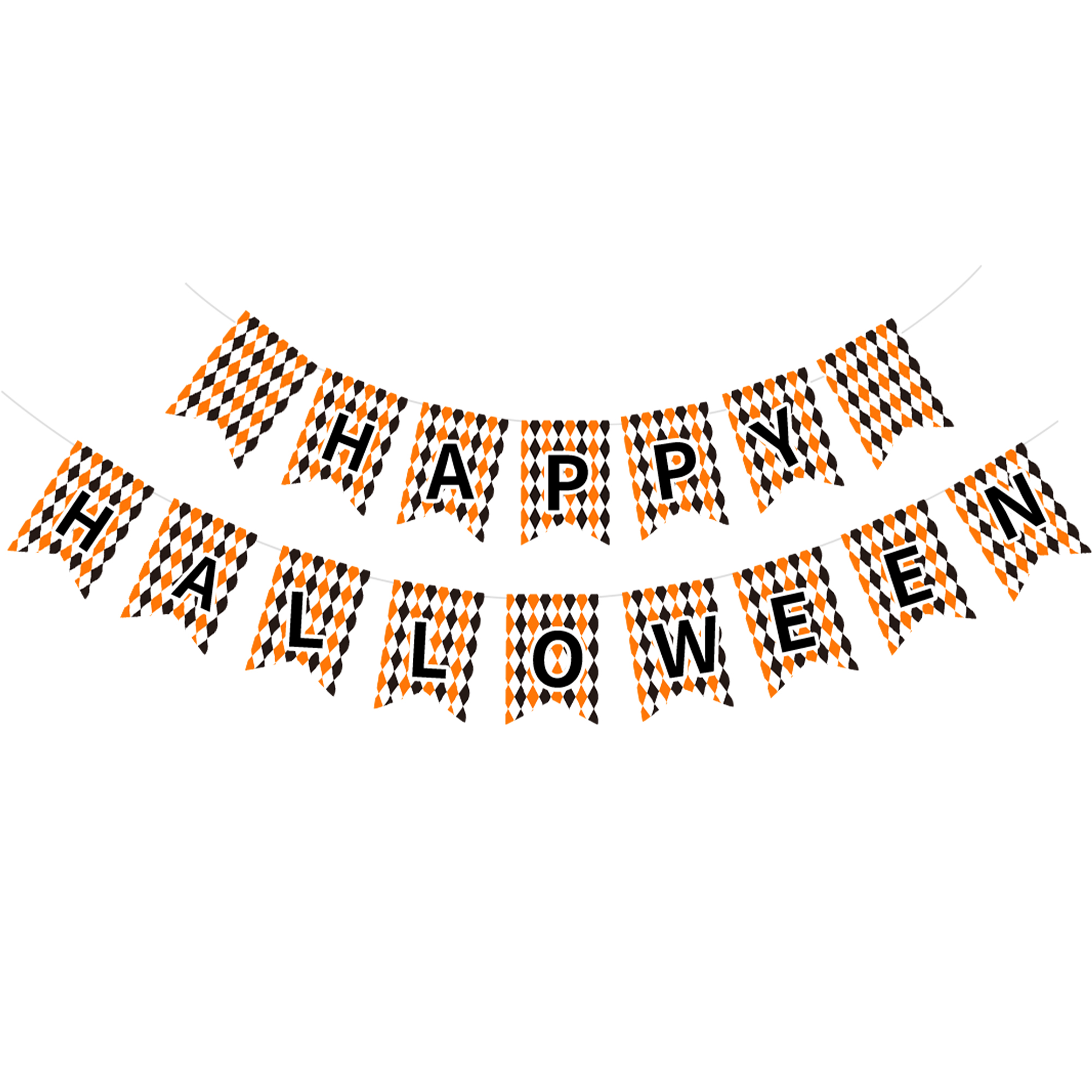 Halloween Theme Orange and Black Checkered Pattern Color Banner