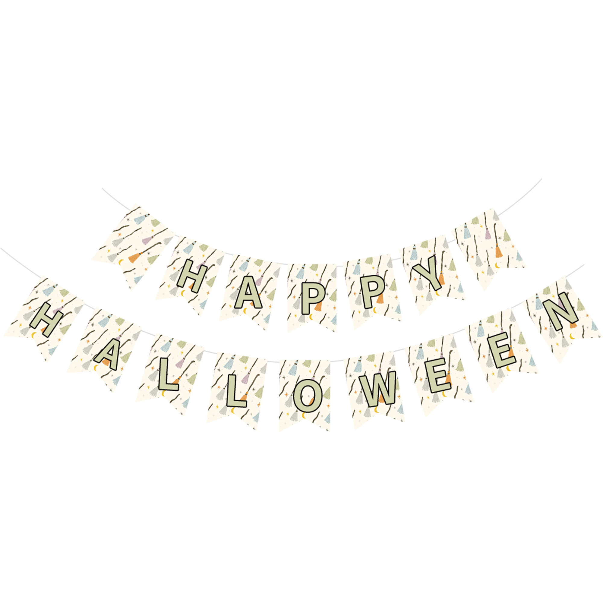 Halloween Theme Broom Element Banner