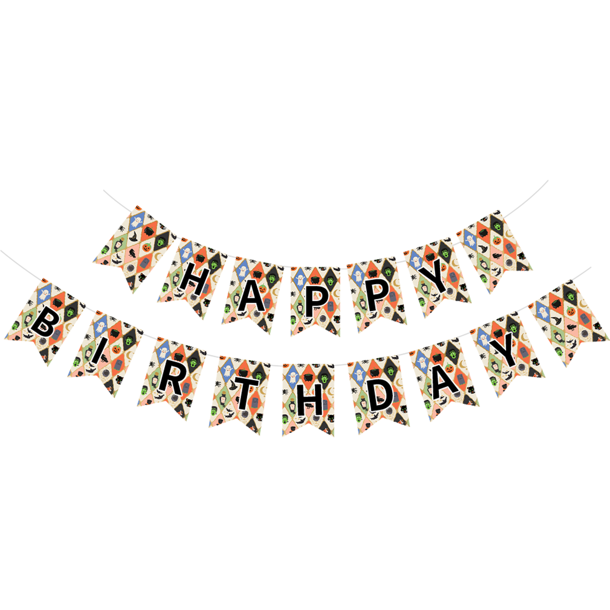 Halloween Theme Colored Rhombus Banner