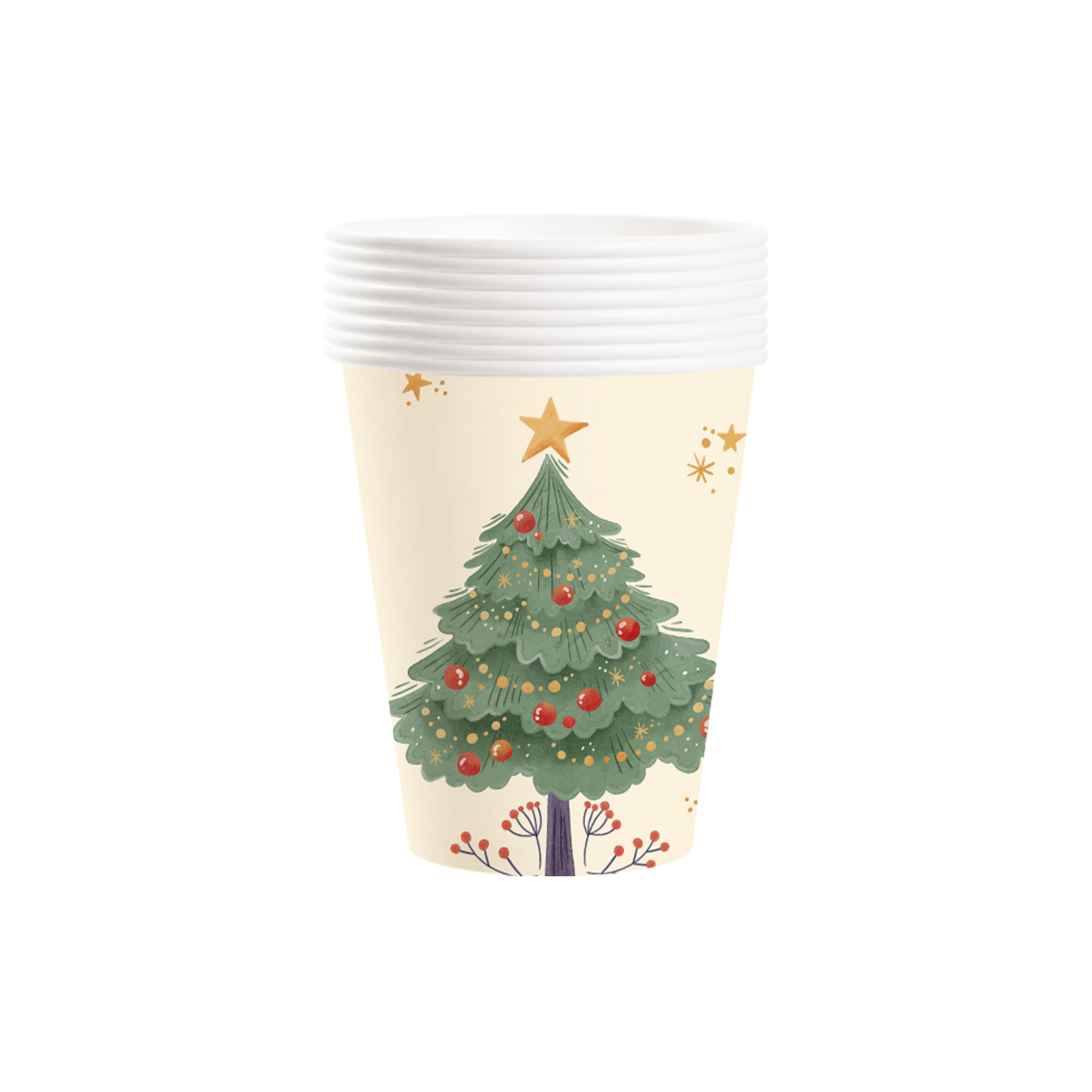 Christmas Theme Beige Background Christmas Tree 9oz Cup 