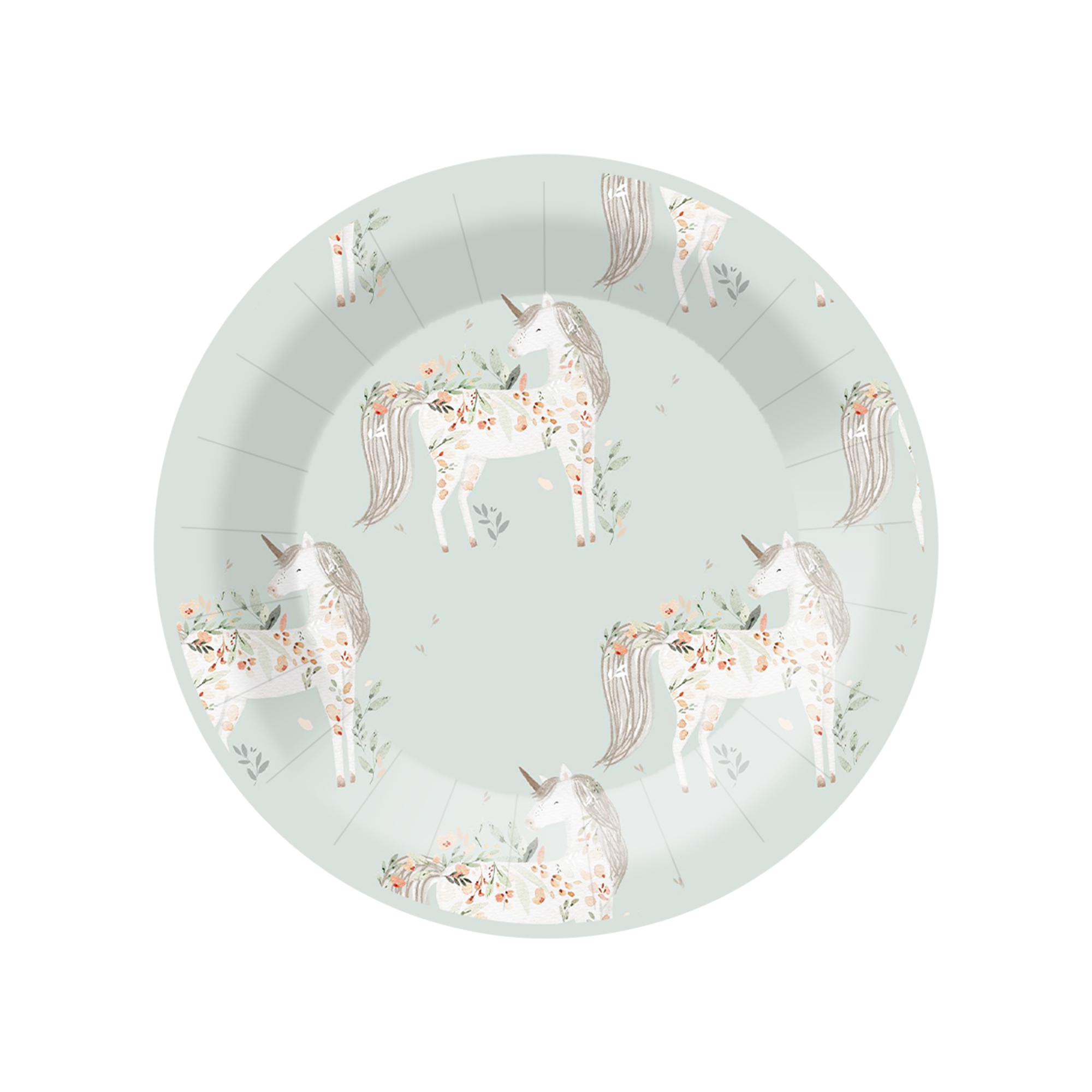 Unicorn Theme Cyan Blue Dinner Plate