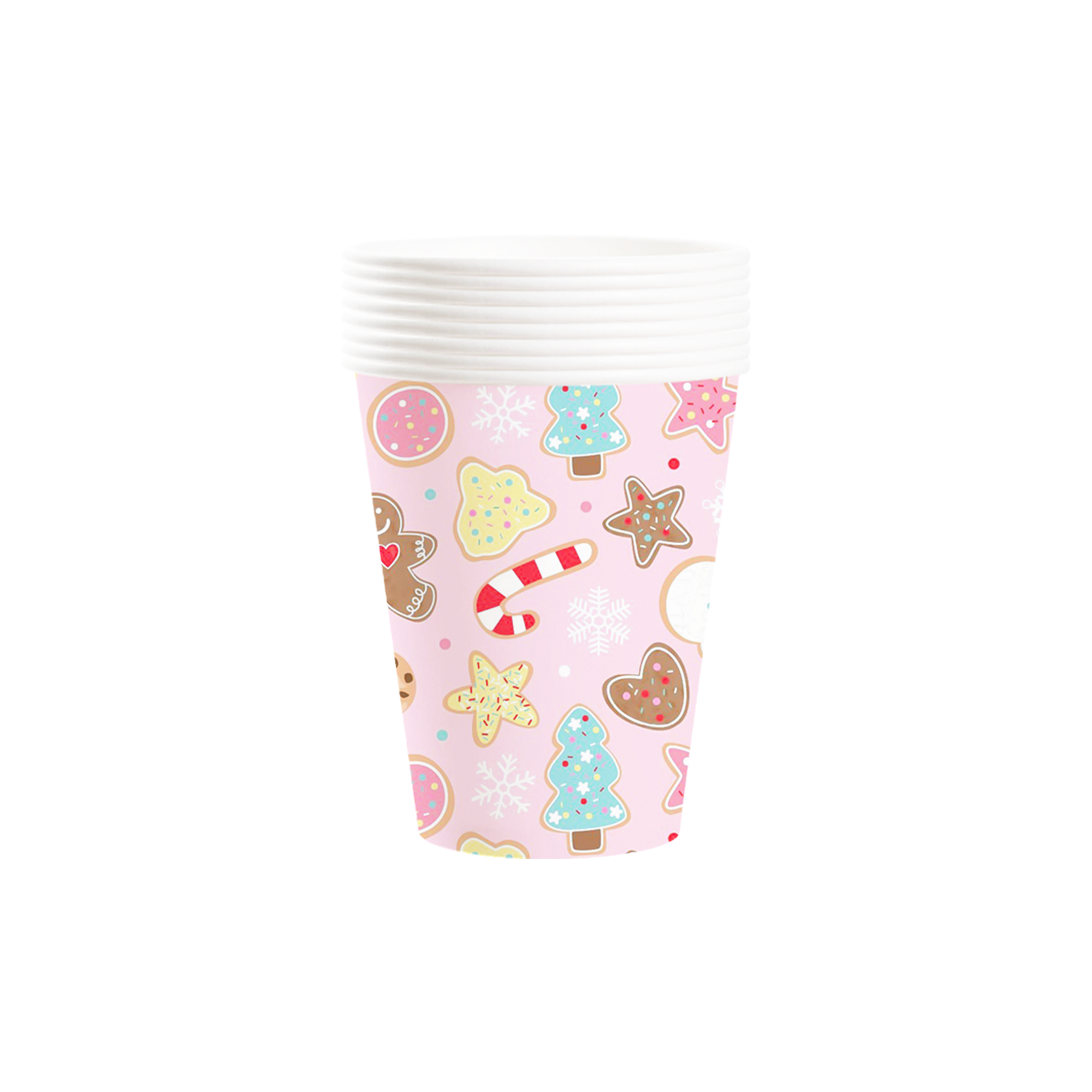 Christmas Themed Pink Background Gingerbread Man 9oz Cup