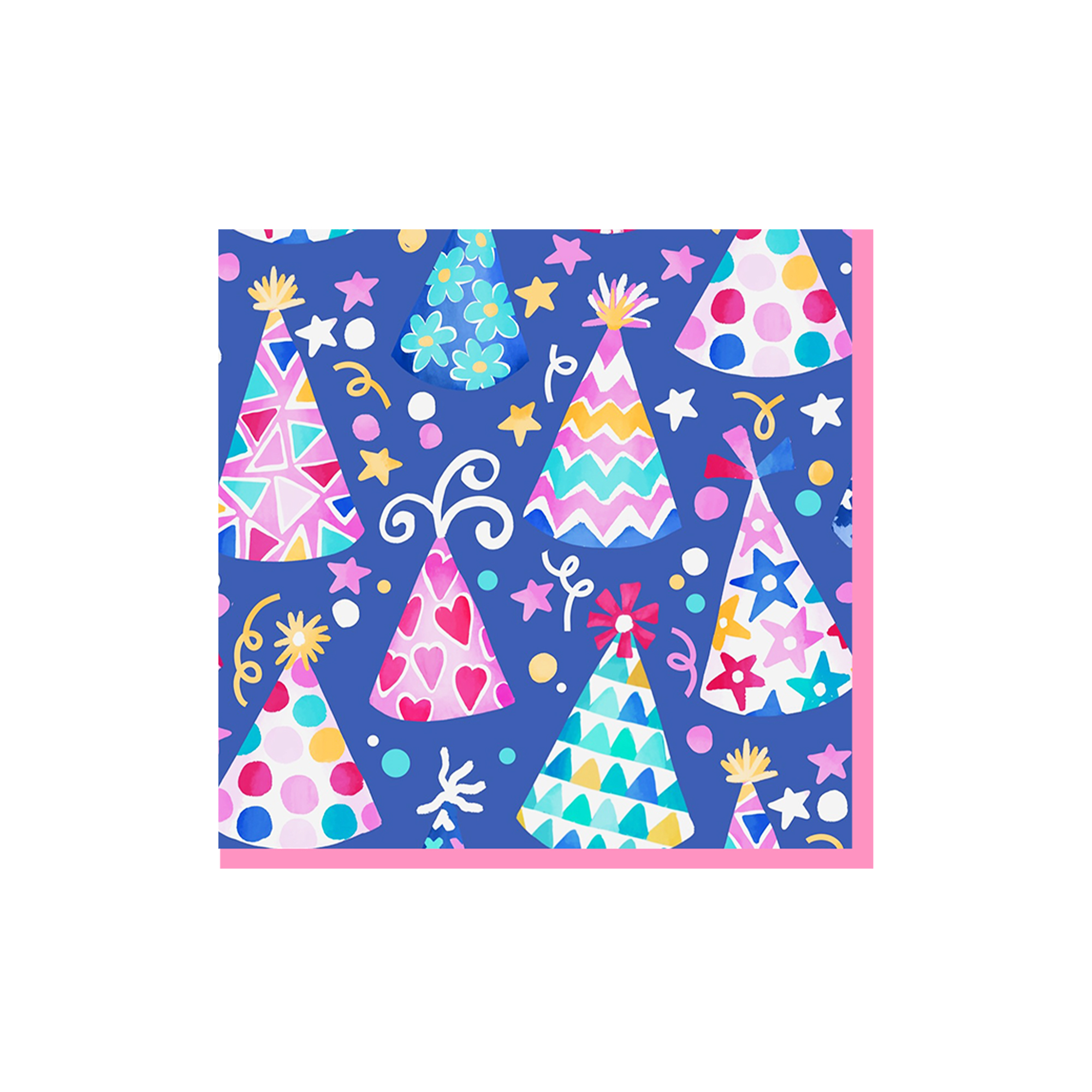 Birthday Theme Purple Background Colorful Hat Pattern Napkin