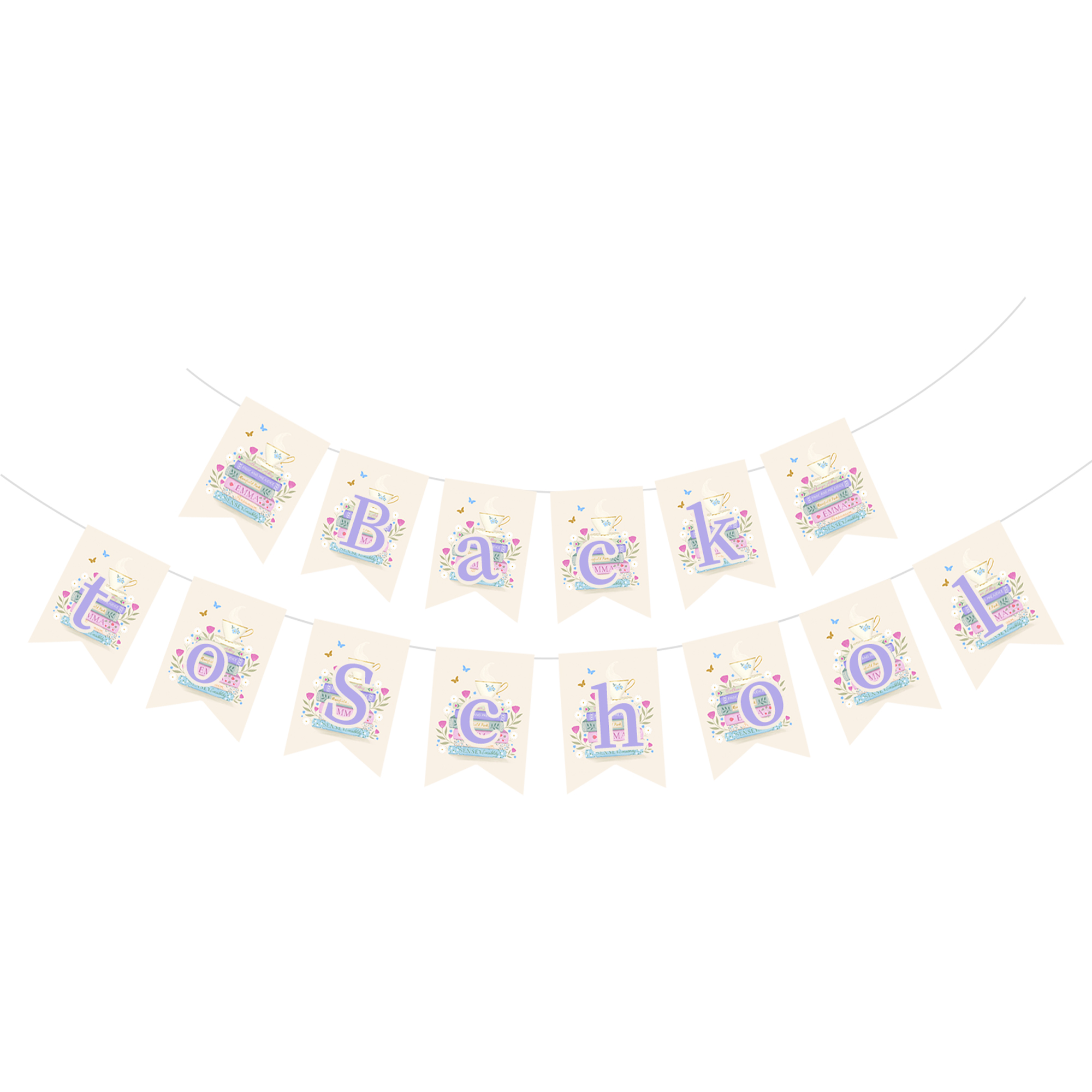 Back To School Theme Beige Paper Banner