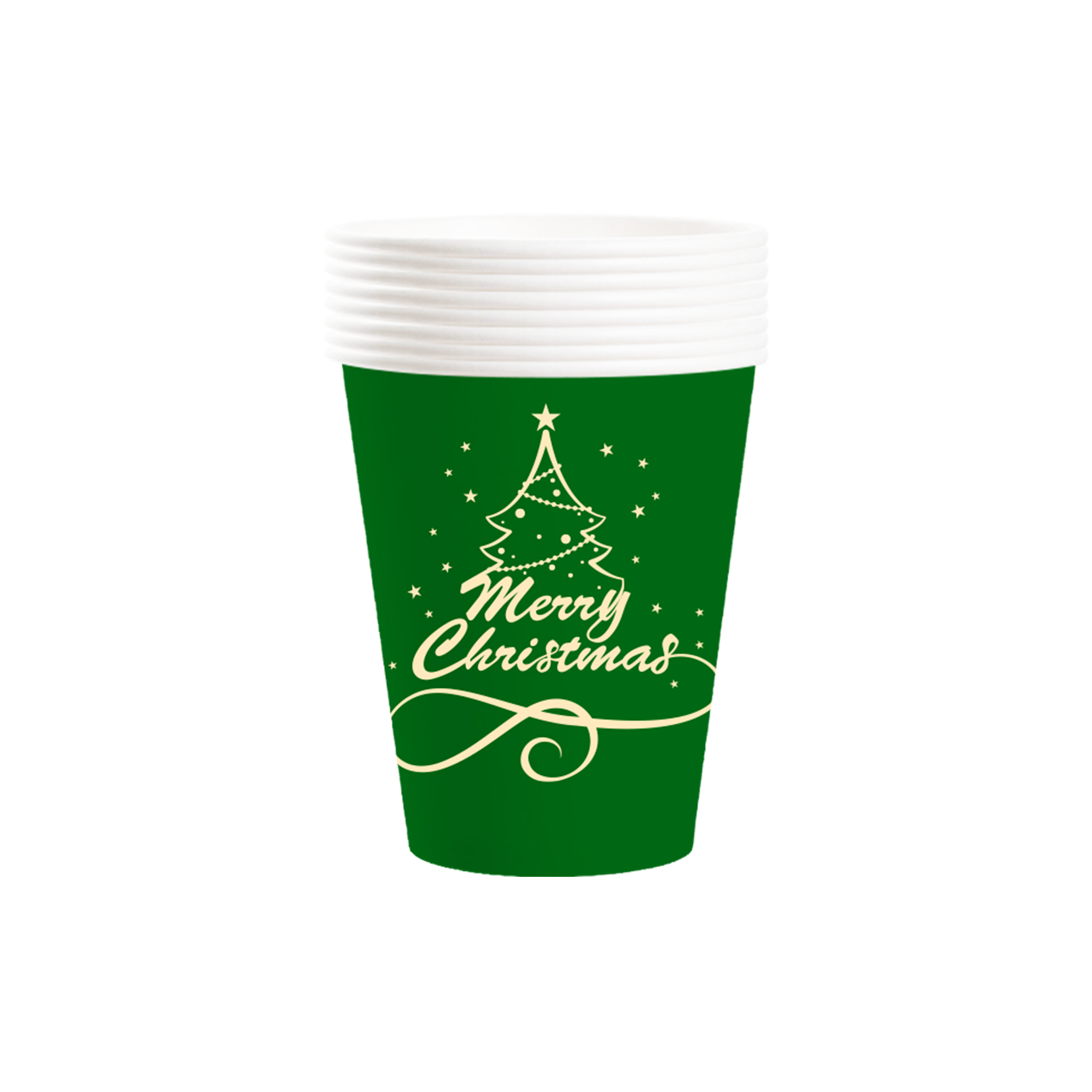 Christmas Theme Green Background Merry Christmas with Tree 9oz Cup 