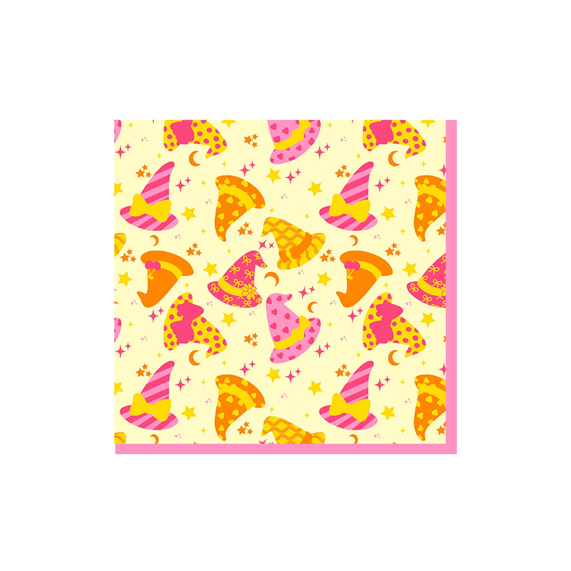 Halloween Theme Yellow Background Witch Hat Pattern Napkin