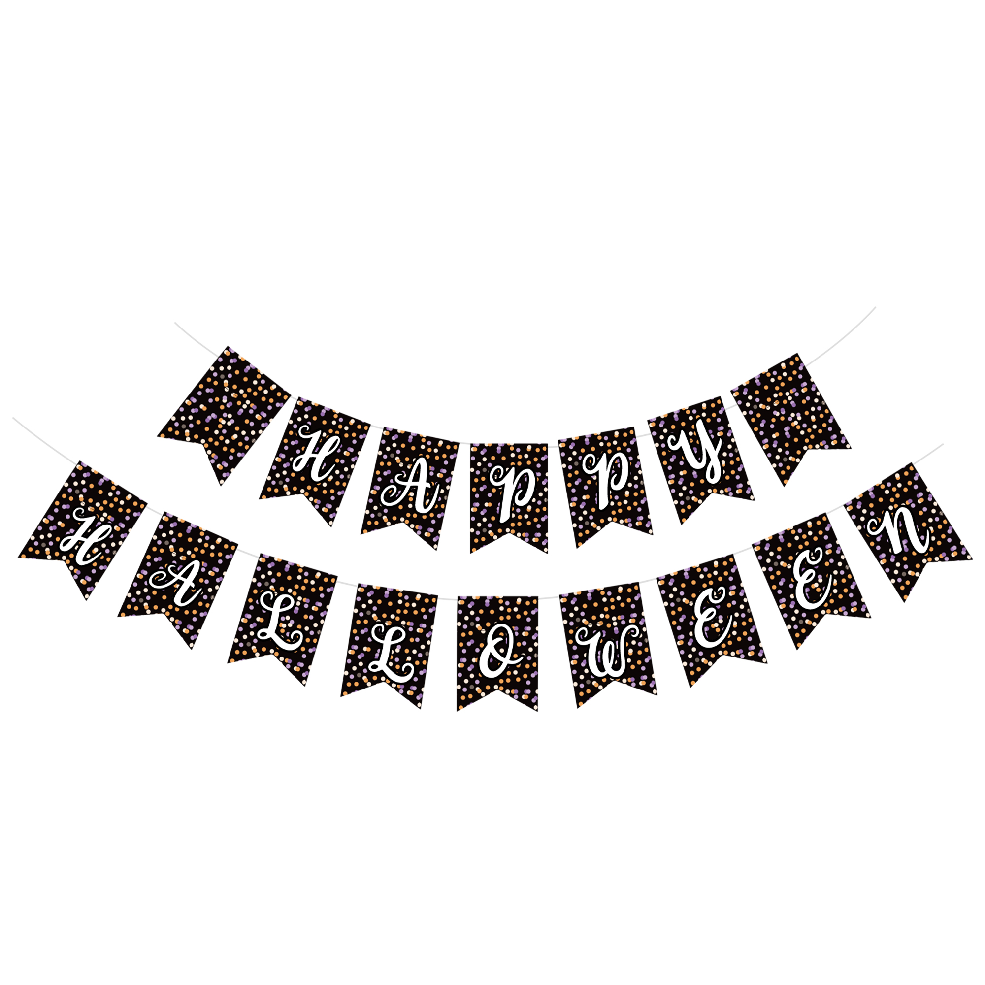 Halloween Theme Black Background Polka Dot Banner