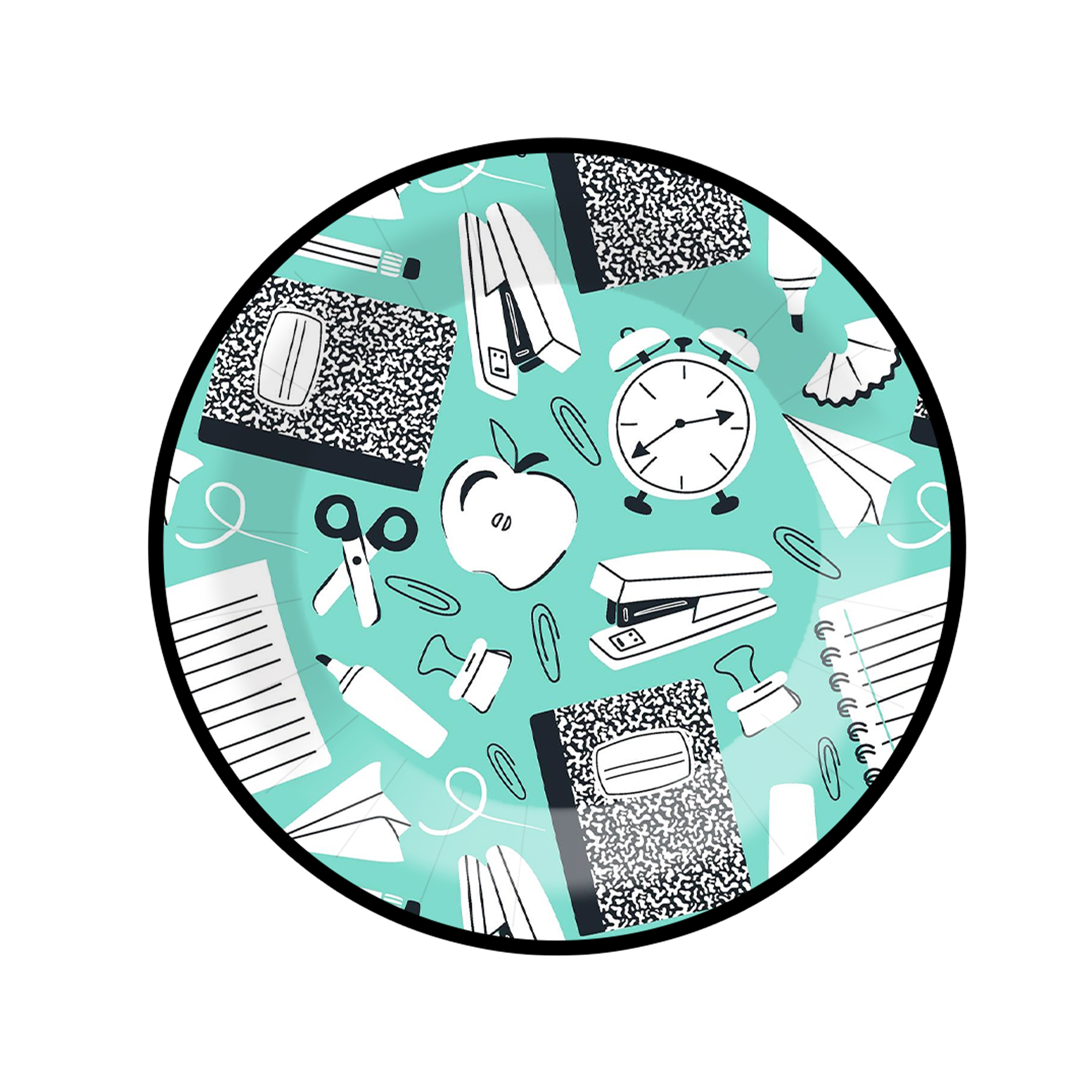 Back To School Theme Cyan Blue Dinner Plate