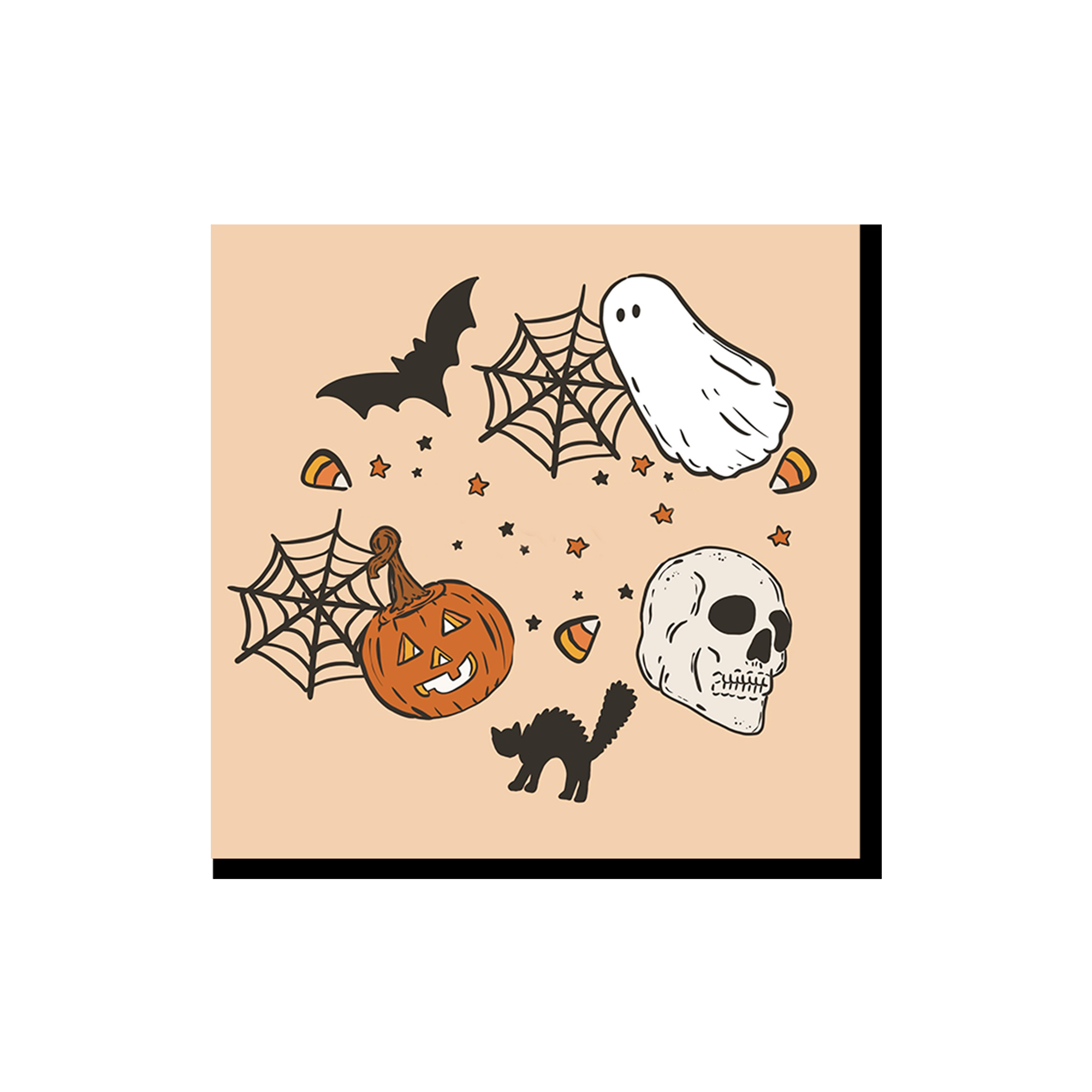 Halloween theme Brown Color Spider Web Skeleton Napkin