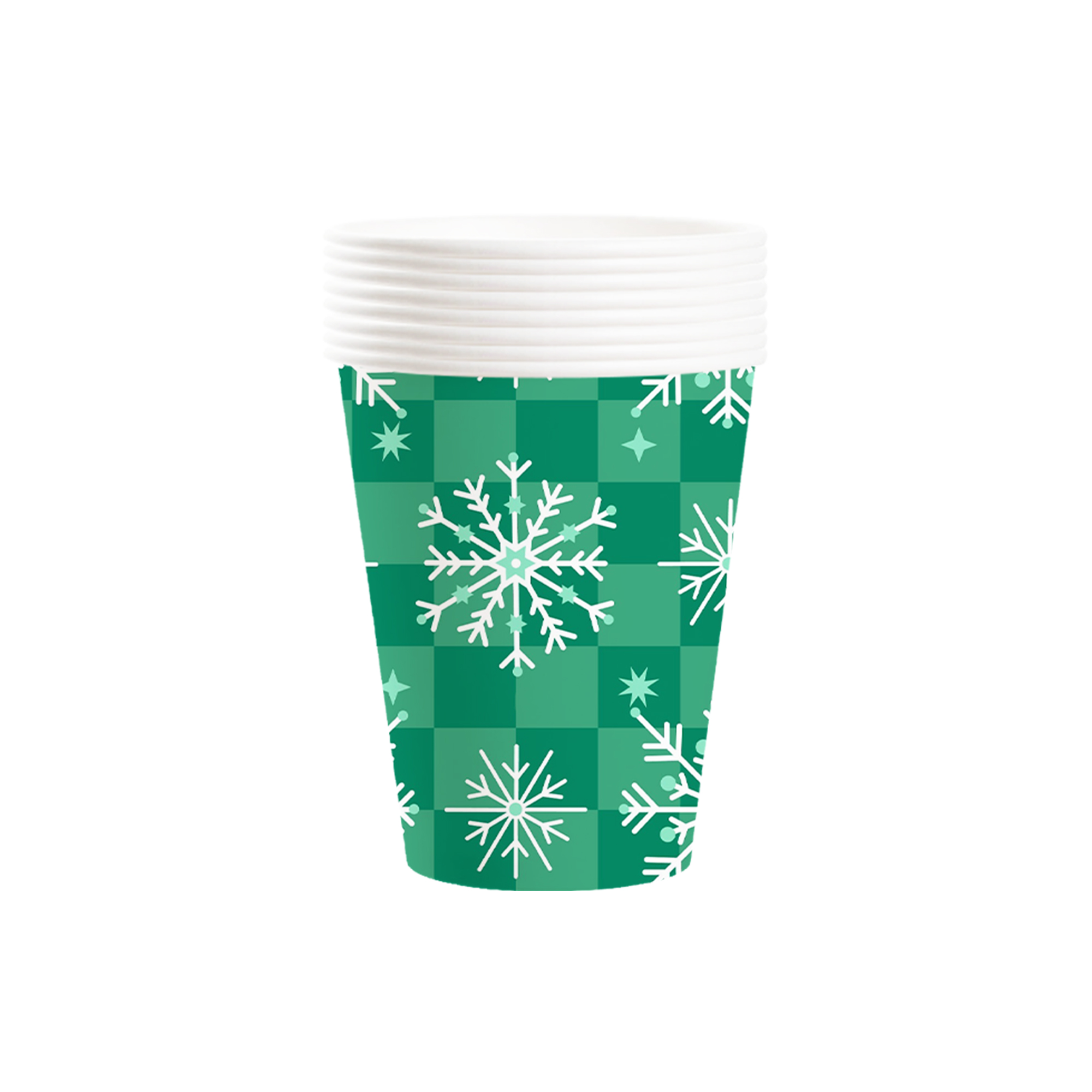 Christmas Theme Green Background Snowflake Pattern 9oz Cup 