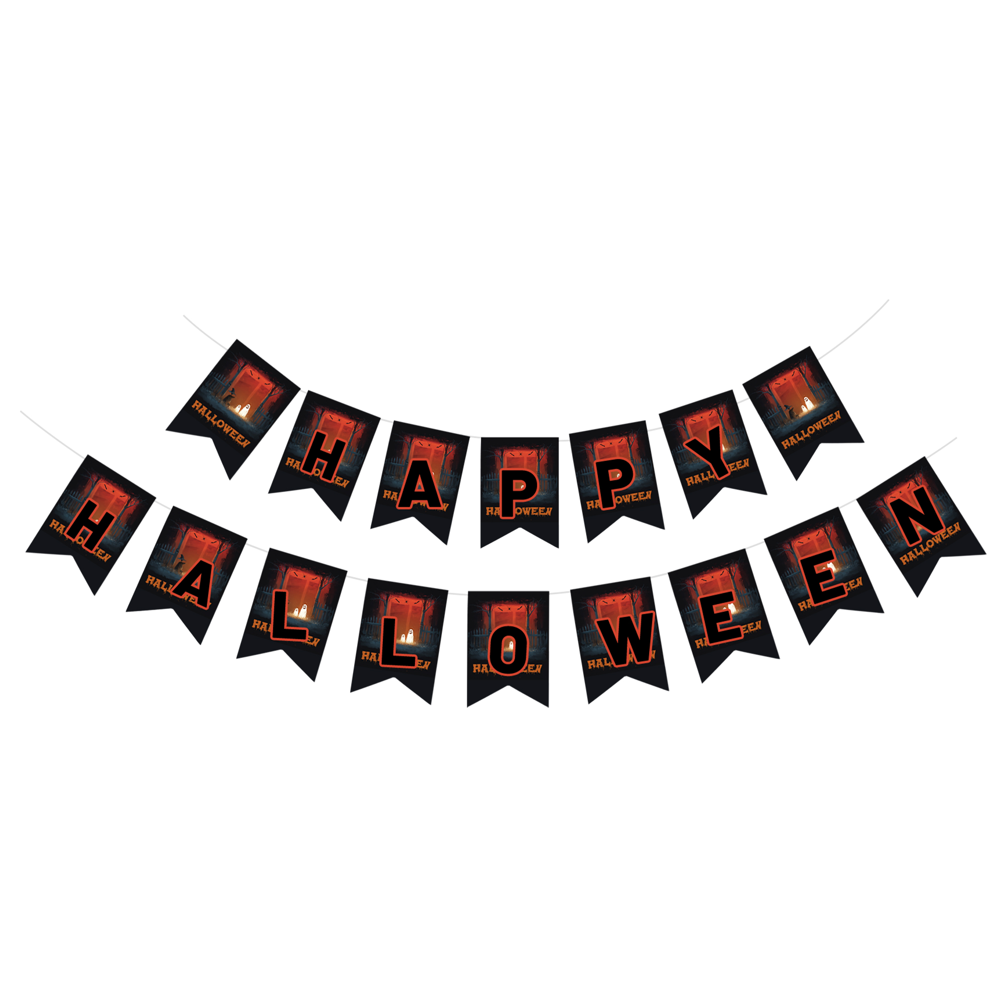 Halloween Theme Black Background Horror-Themed Banner