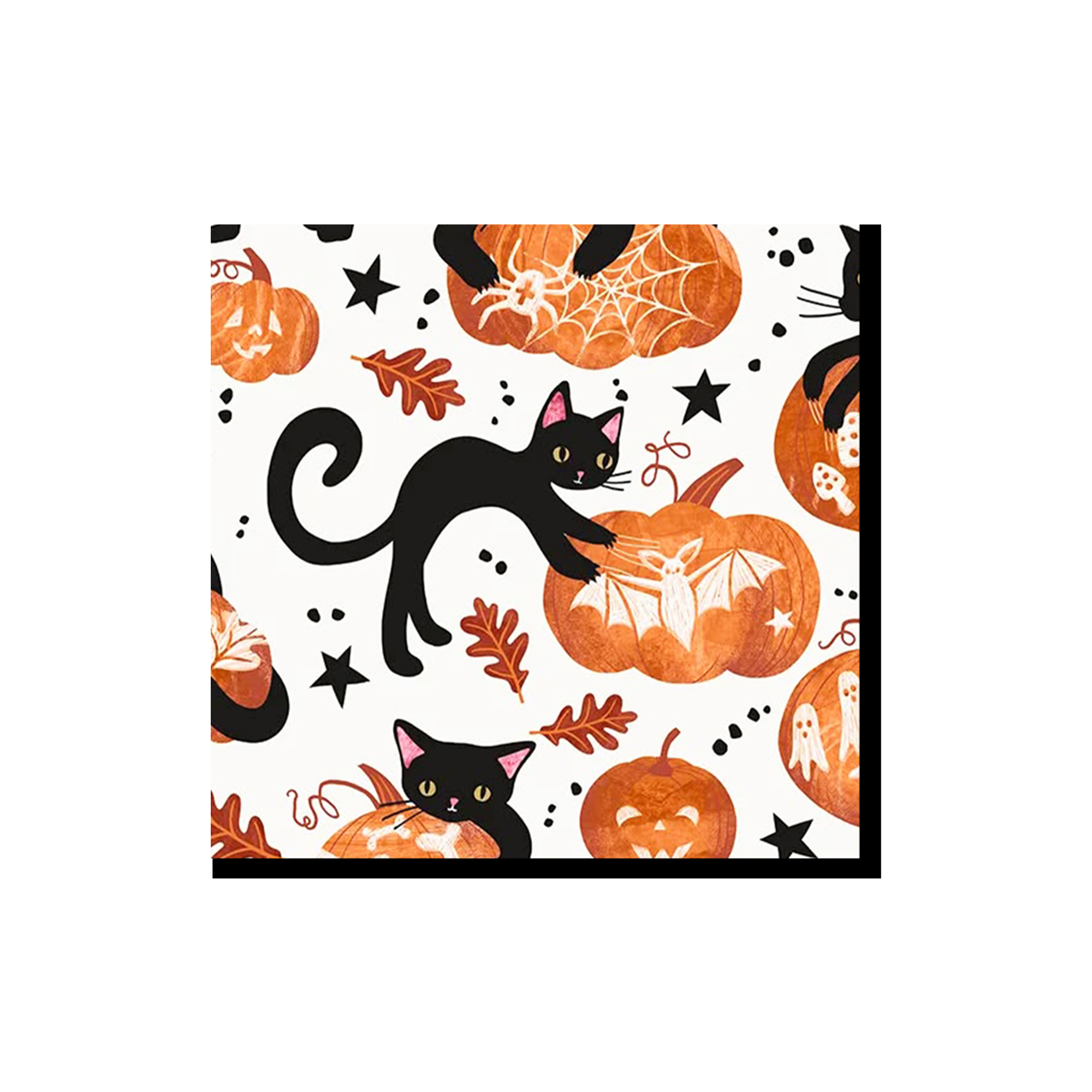 Halloween theme Black Cat and Pumpkin Napkin