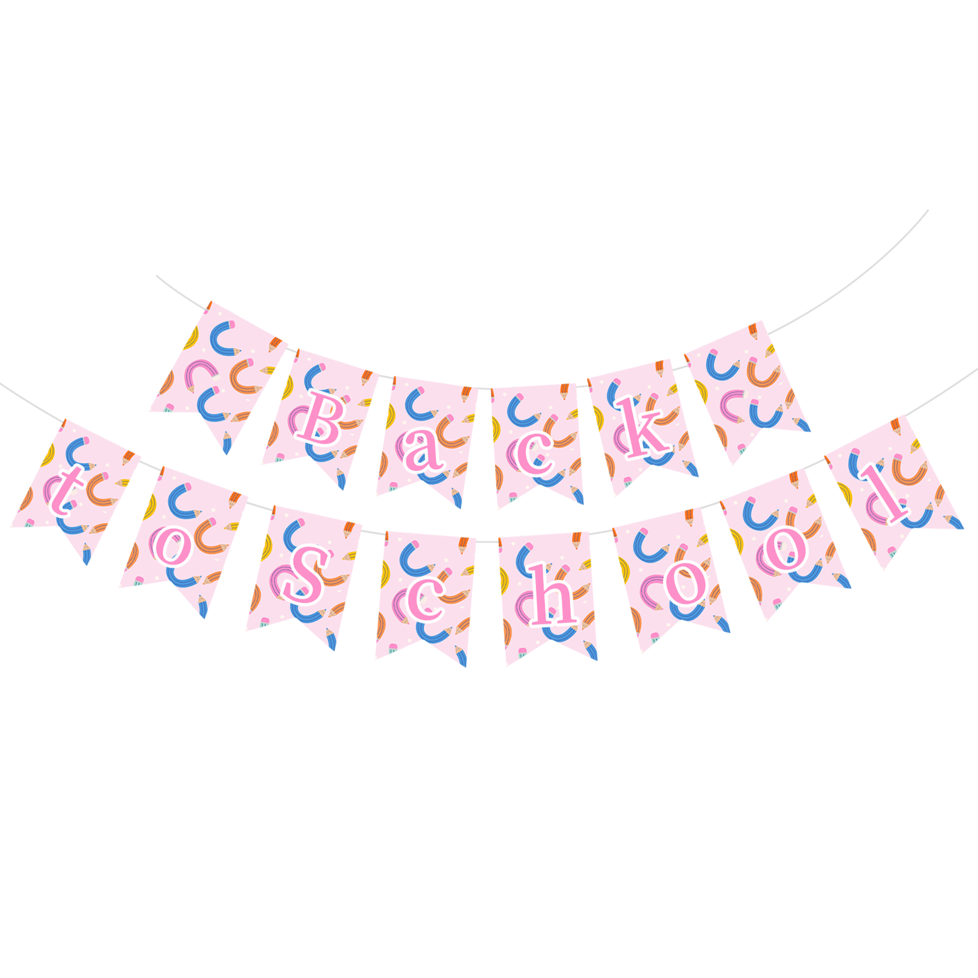 Back To School Theme Light Pink Paper Banner