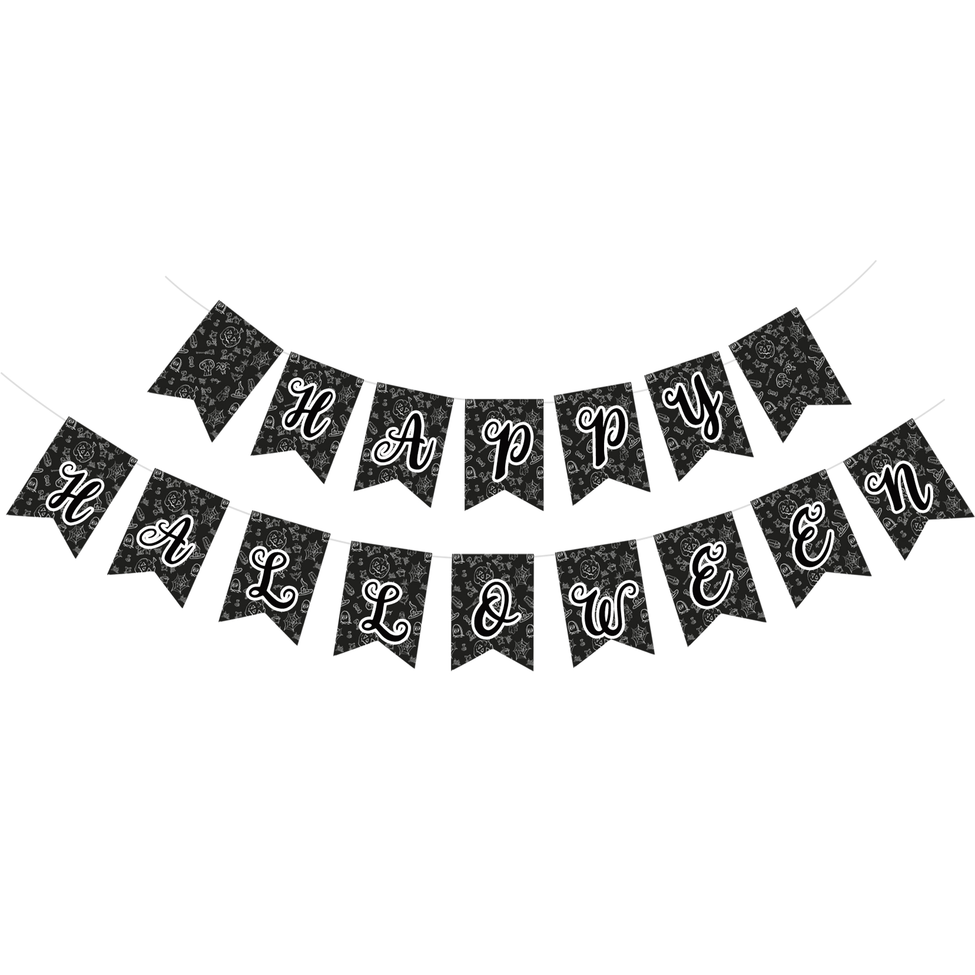 Happy Halloween Black Background Spider Web Banner