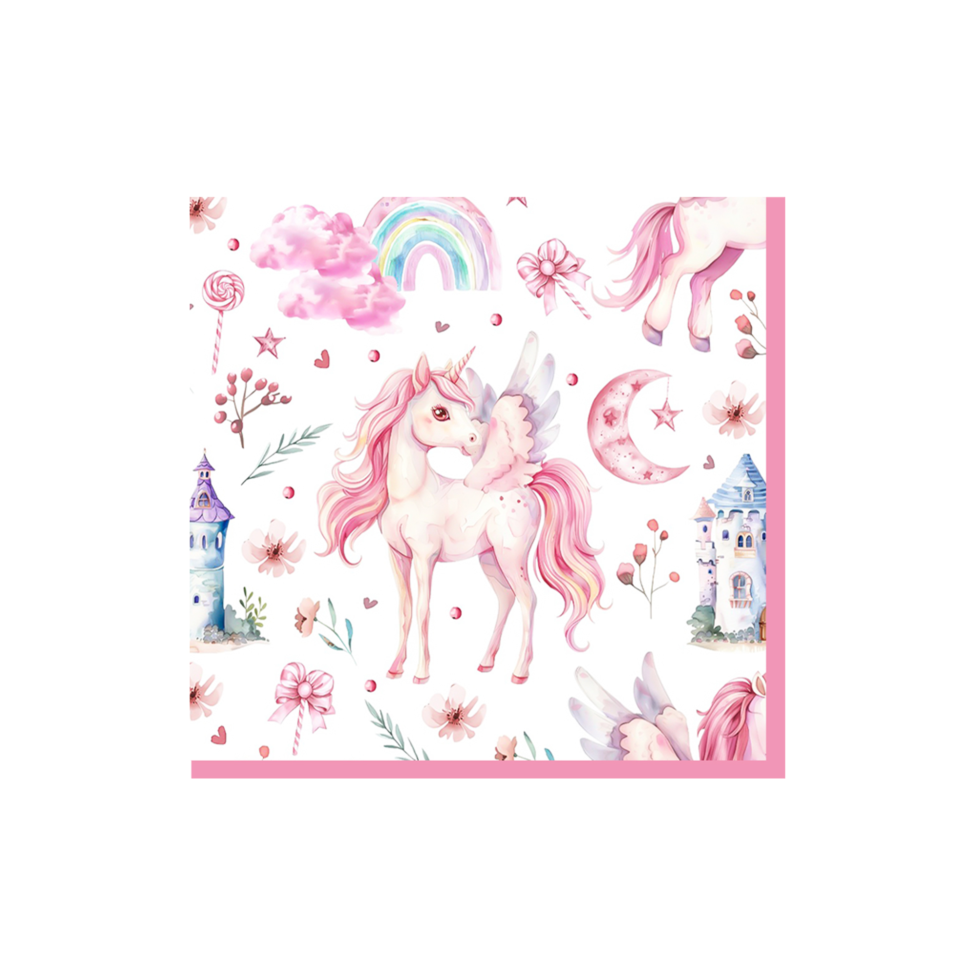 Pink Unicorn Theme Napkin
