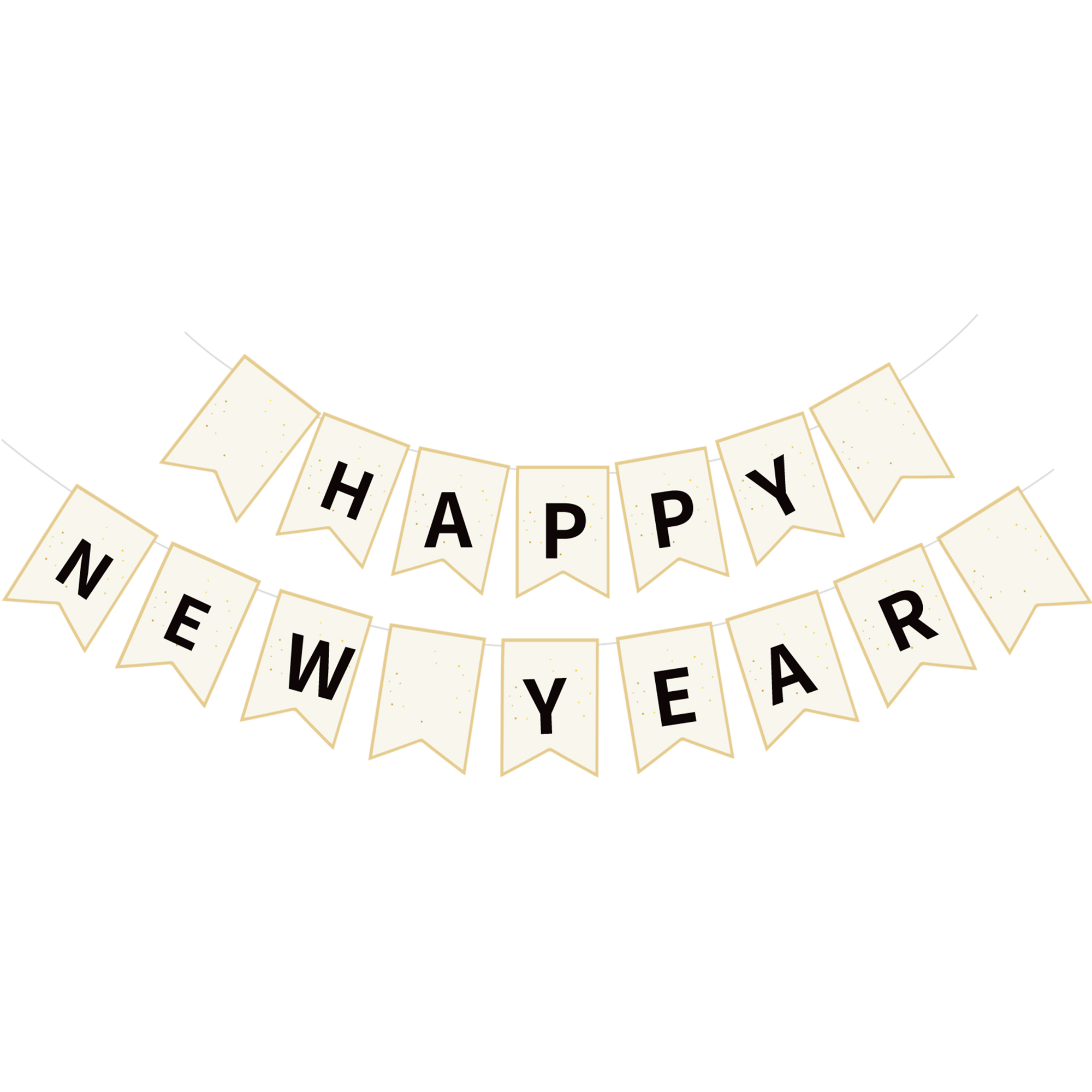 Happy New Year Black Letter Paper Banner