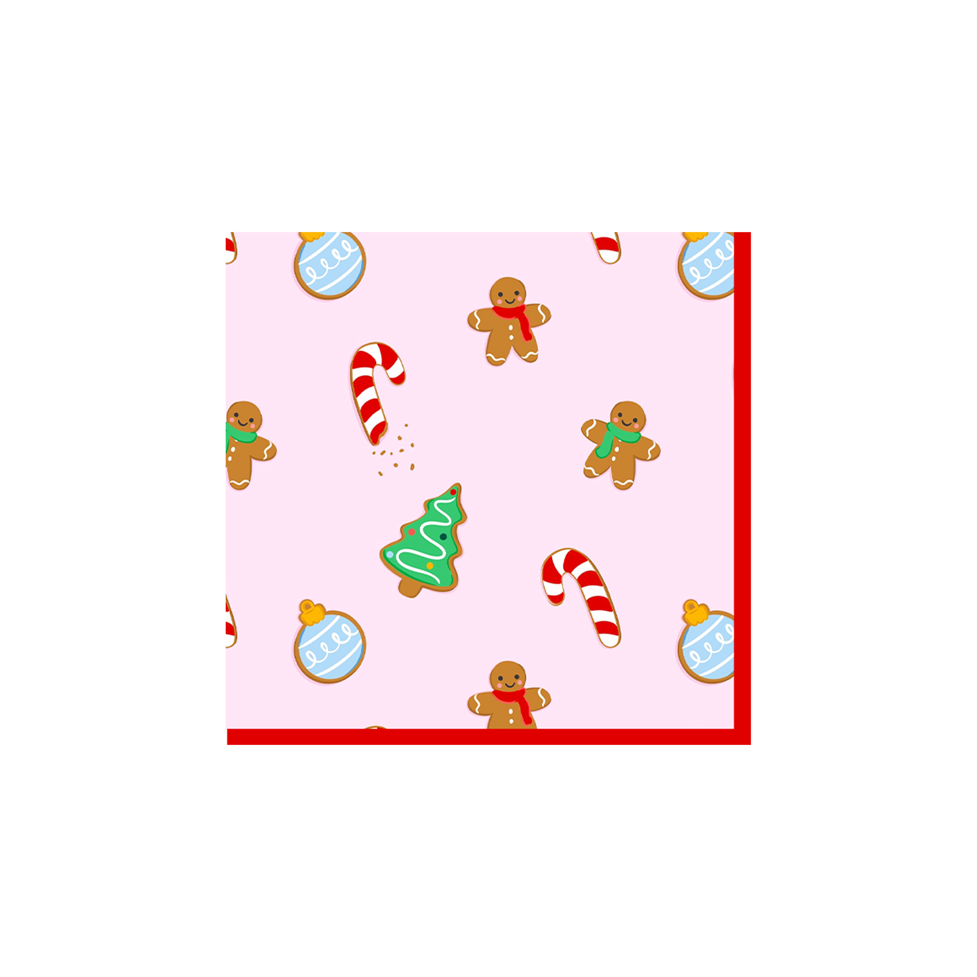 Christmas Pink Backgroun Gingerbread Man Napkin