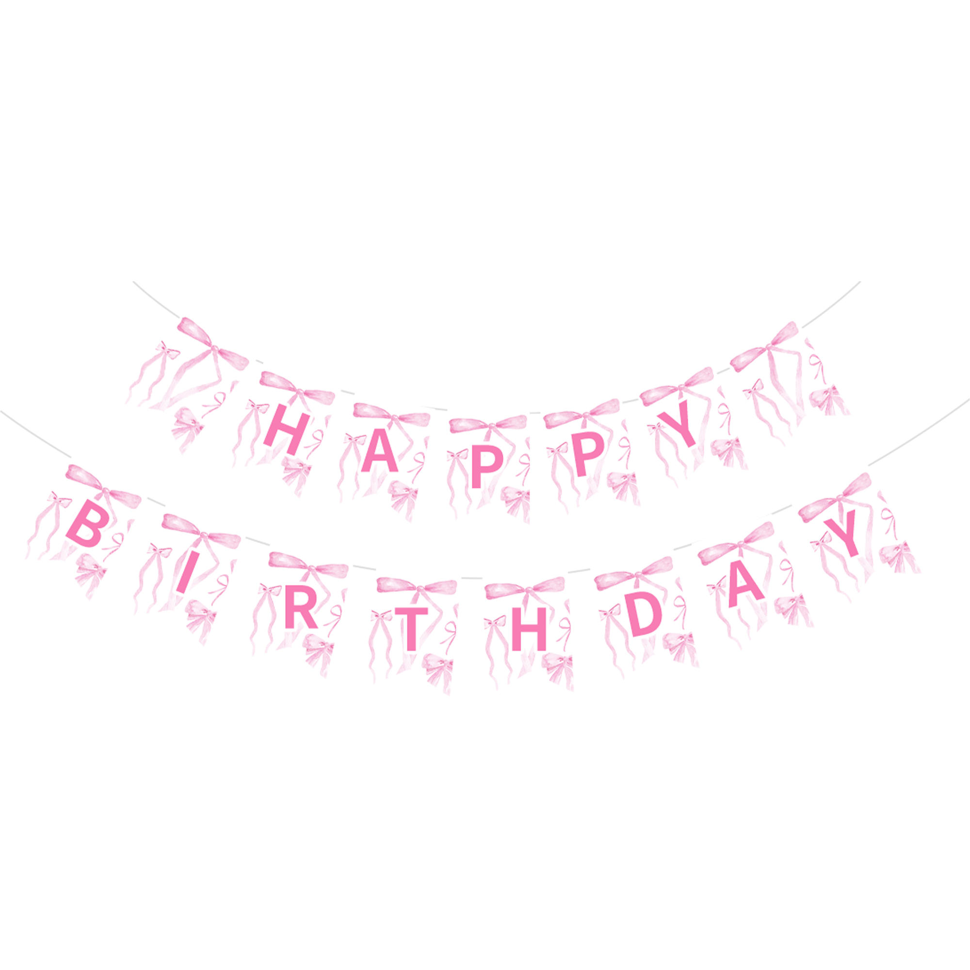 Gender Reveal Theme Pink Happy Birthday Paper Banner