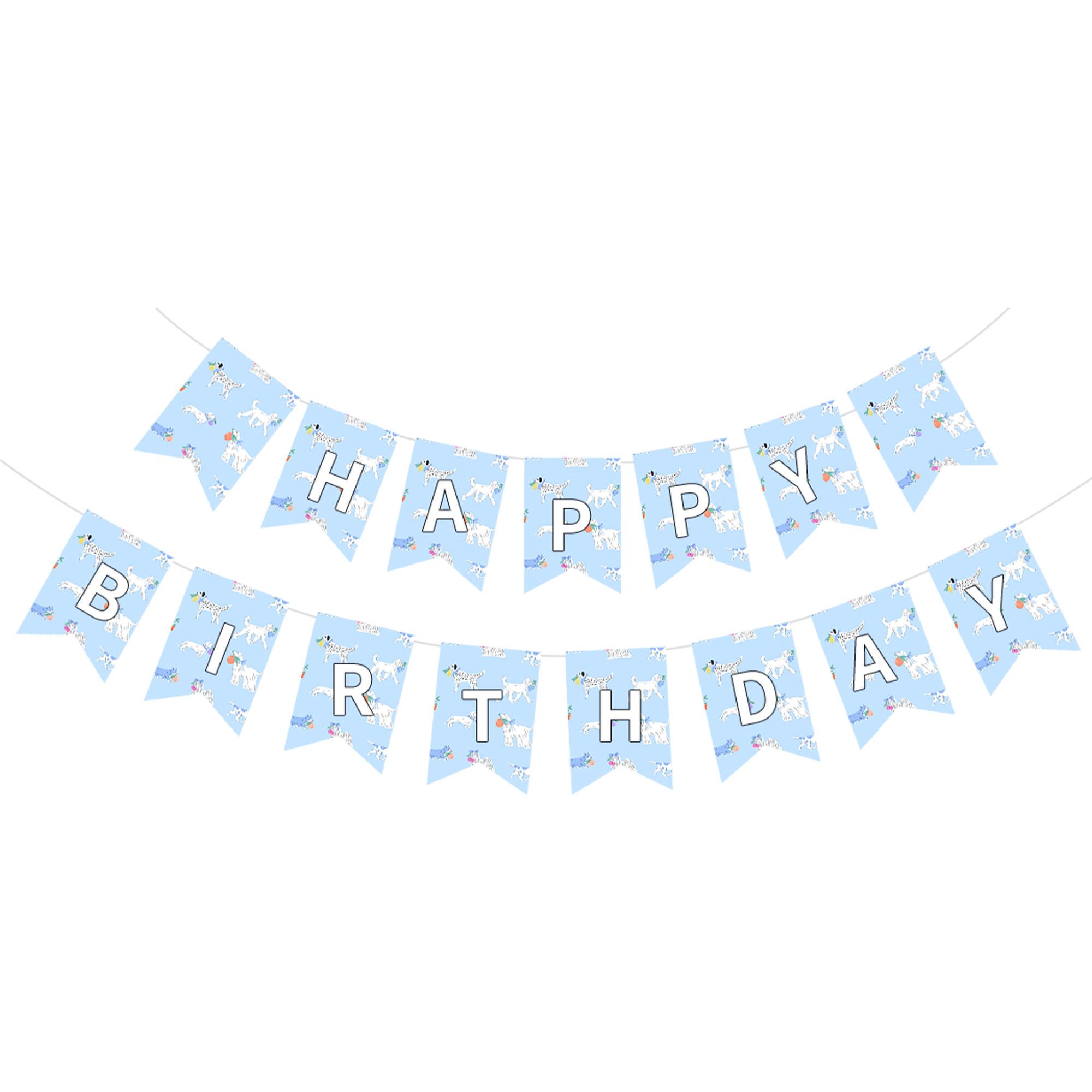 Animal Theme Light Blue Happy Birthday Paper Banner