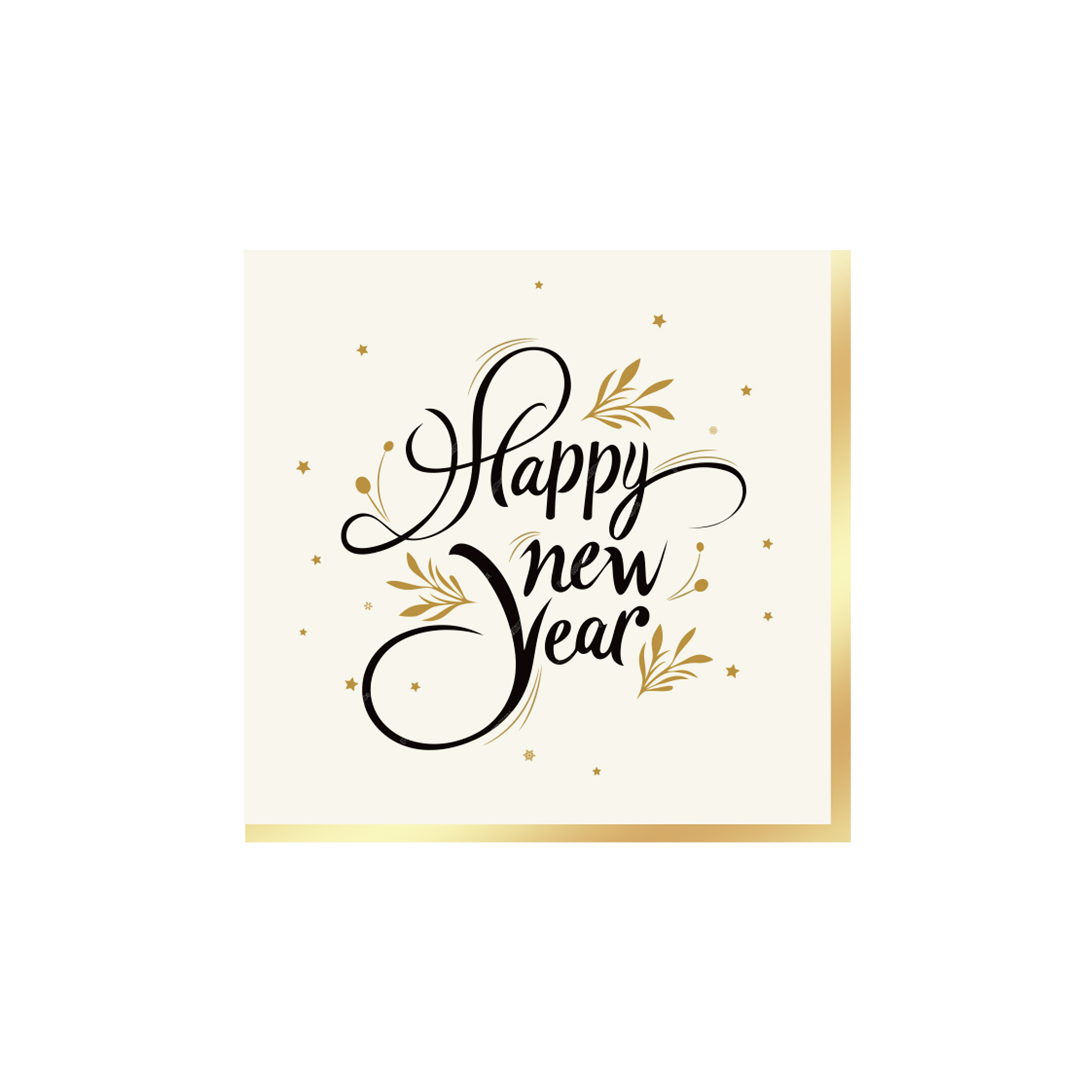 Happy New Year Black Golden Letter leaves Napkin