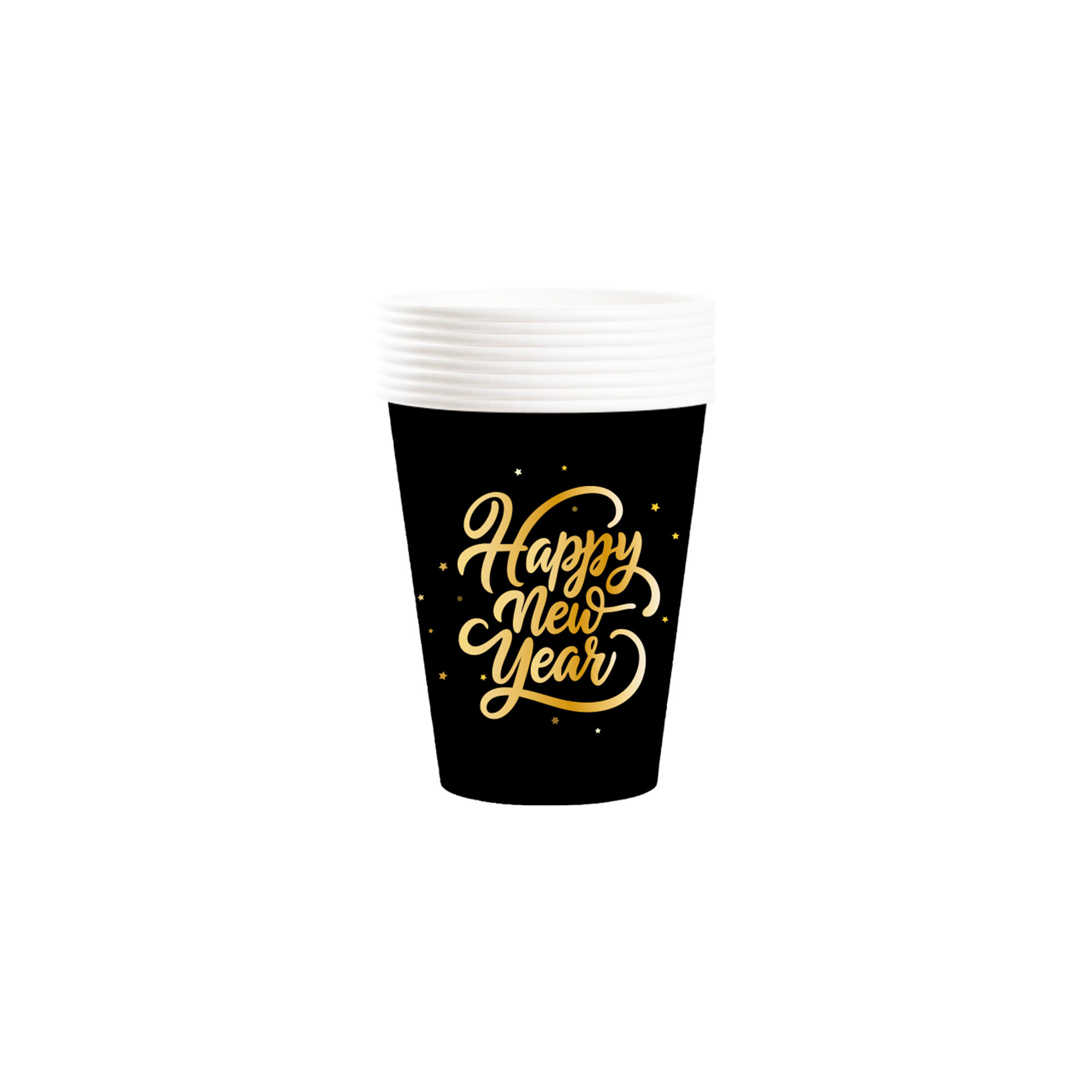 Happy New Year Black Gold Holiday 9oz Paper Cup