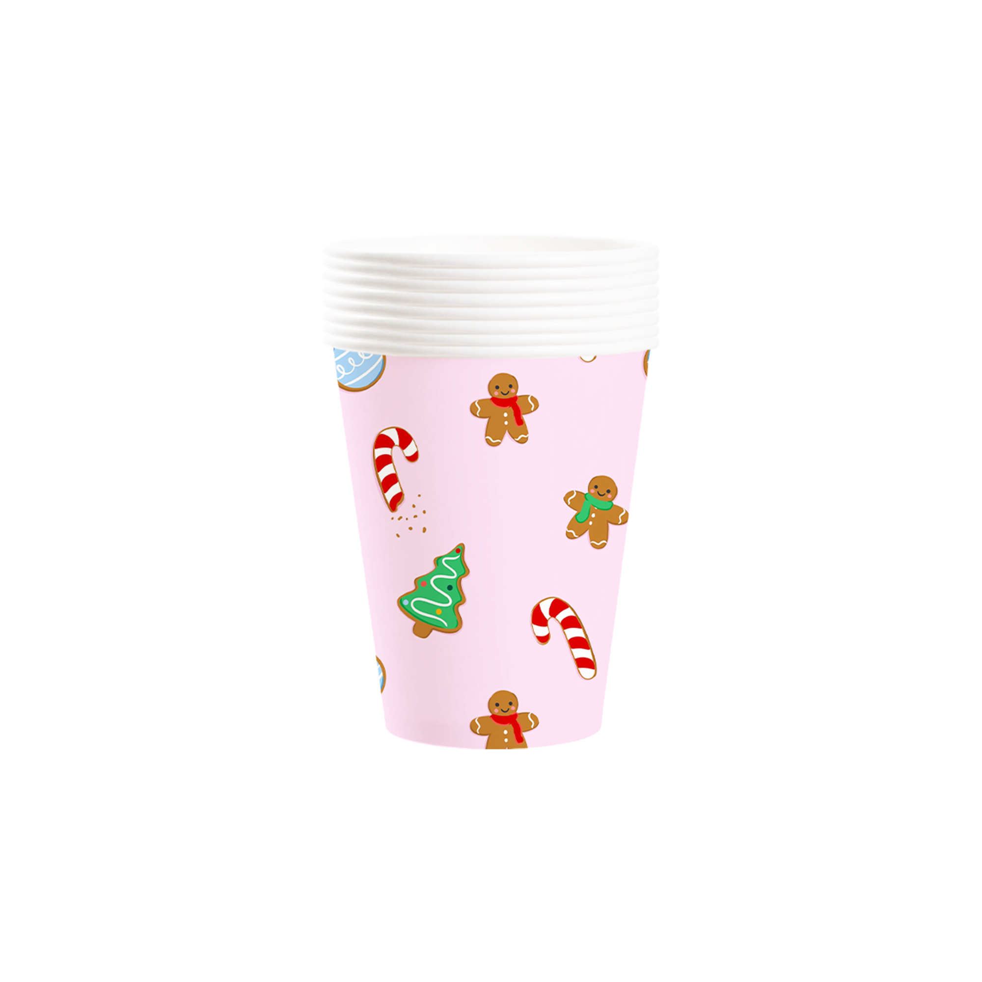Christmas Pink Backgroun Gingerbread Man 9oz Cup