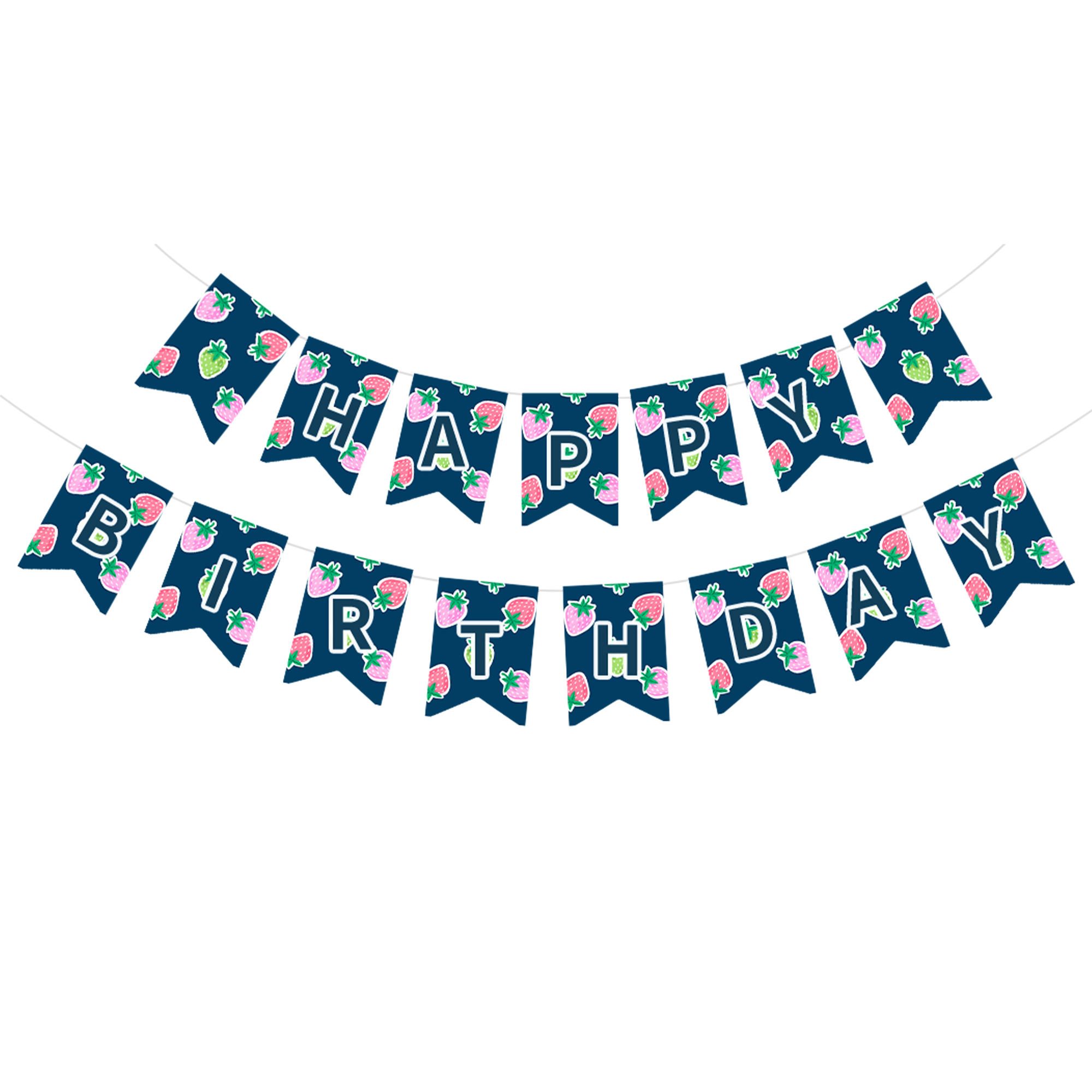 Strawberry Happy Birthday Paper Banner