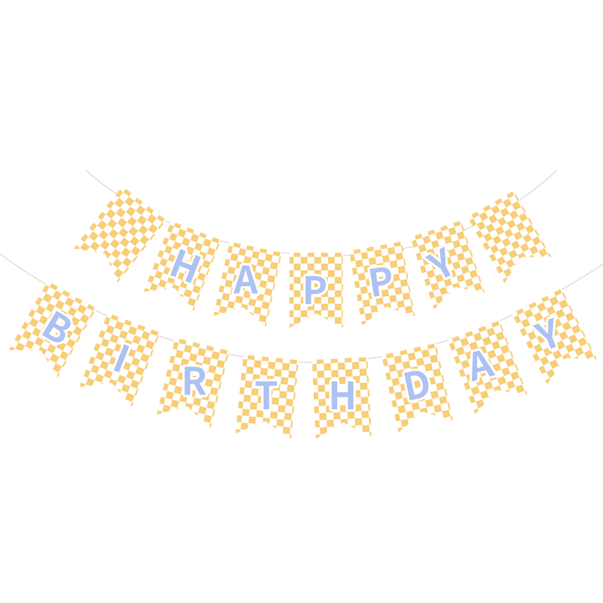 Checkerboard Diamond Pattern Happy Birthday Paper Banner